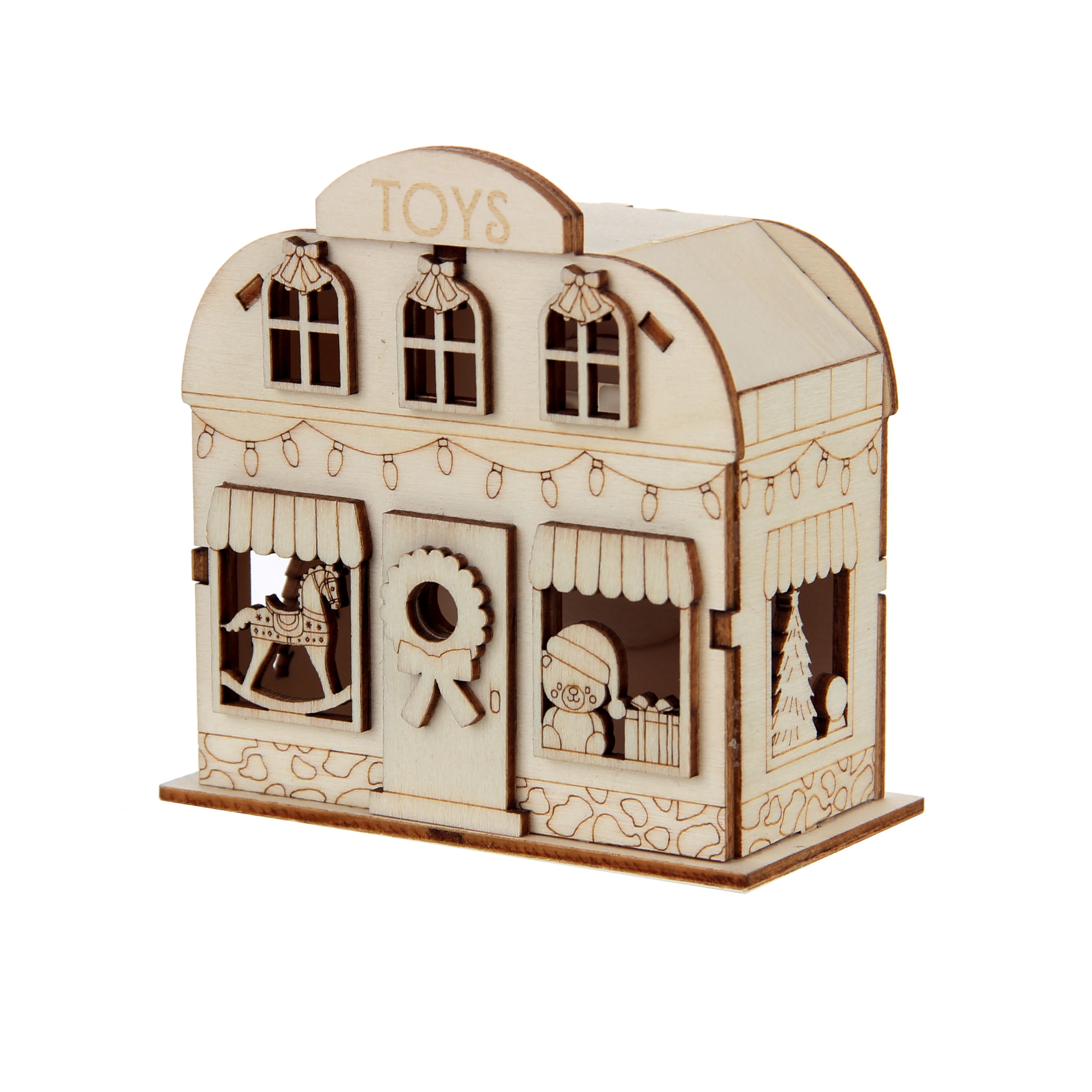 3.75&#x22; Unfinished Toy Store DIY LED Wood D&#xE9;cor by Make Market&#xAE;