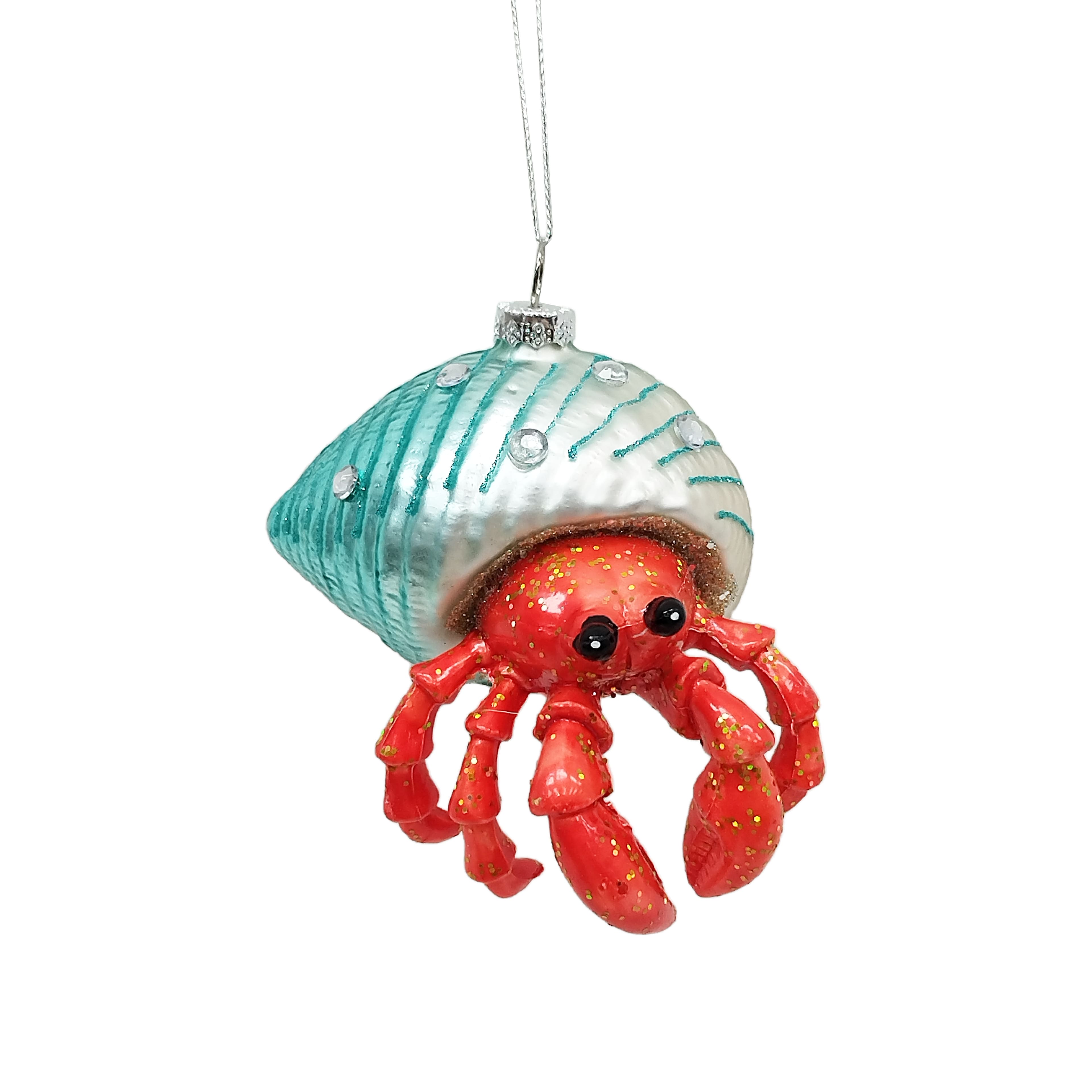 4&#x22; Red &#x26; Silver Hermit Crab Glass Ornament by Ashland&#xAE;