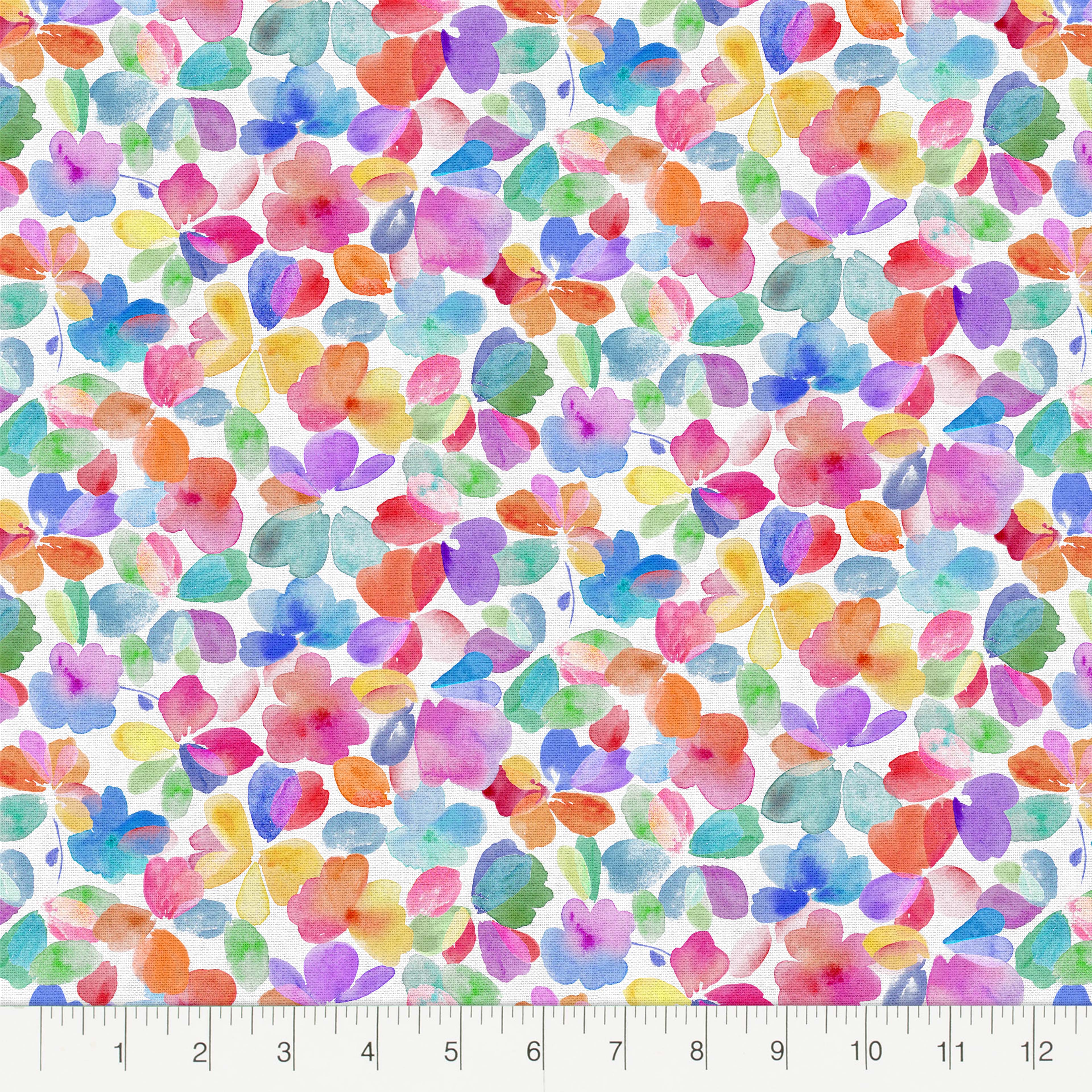Fabric Editions Multicolor Abstract Floral Cotton Fabric