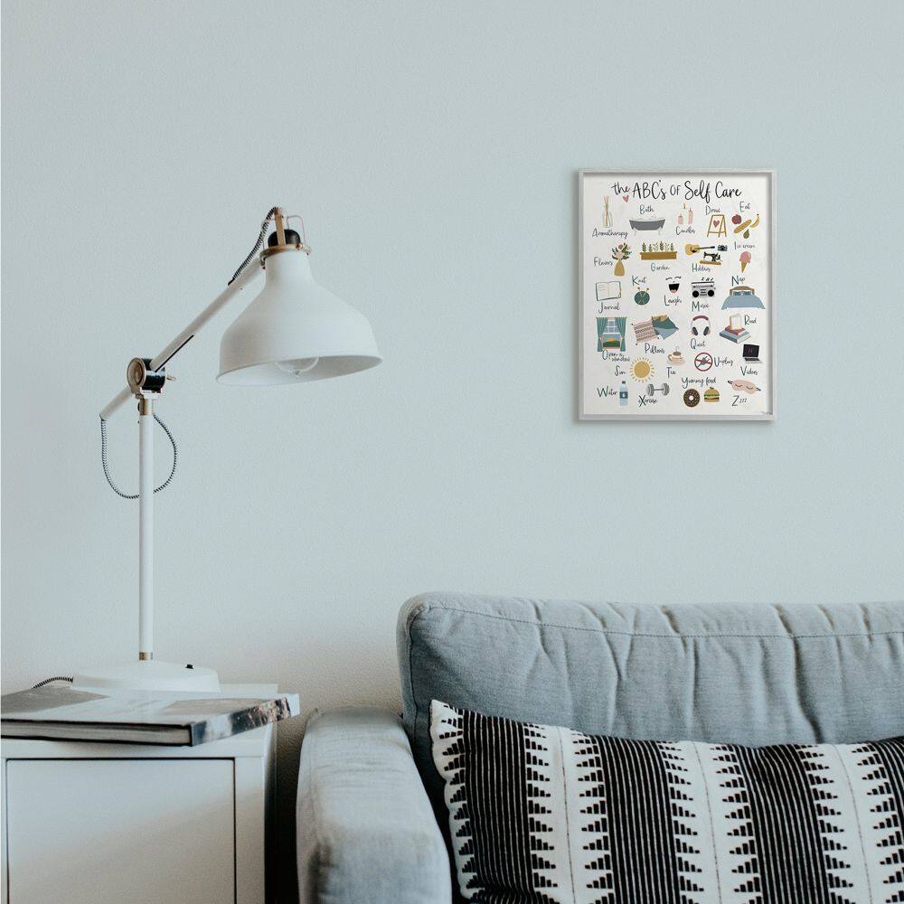 Stupell Industries ABCs of Self Care Wall Accent with Gray Frame