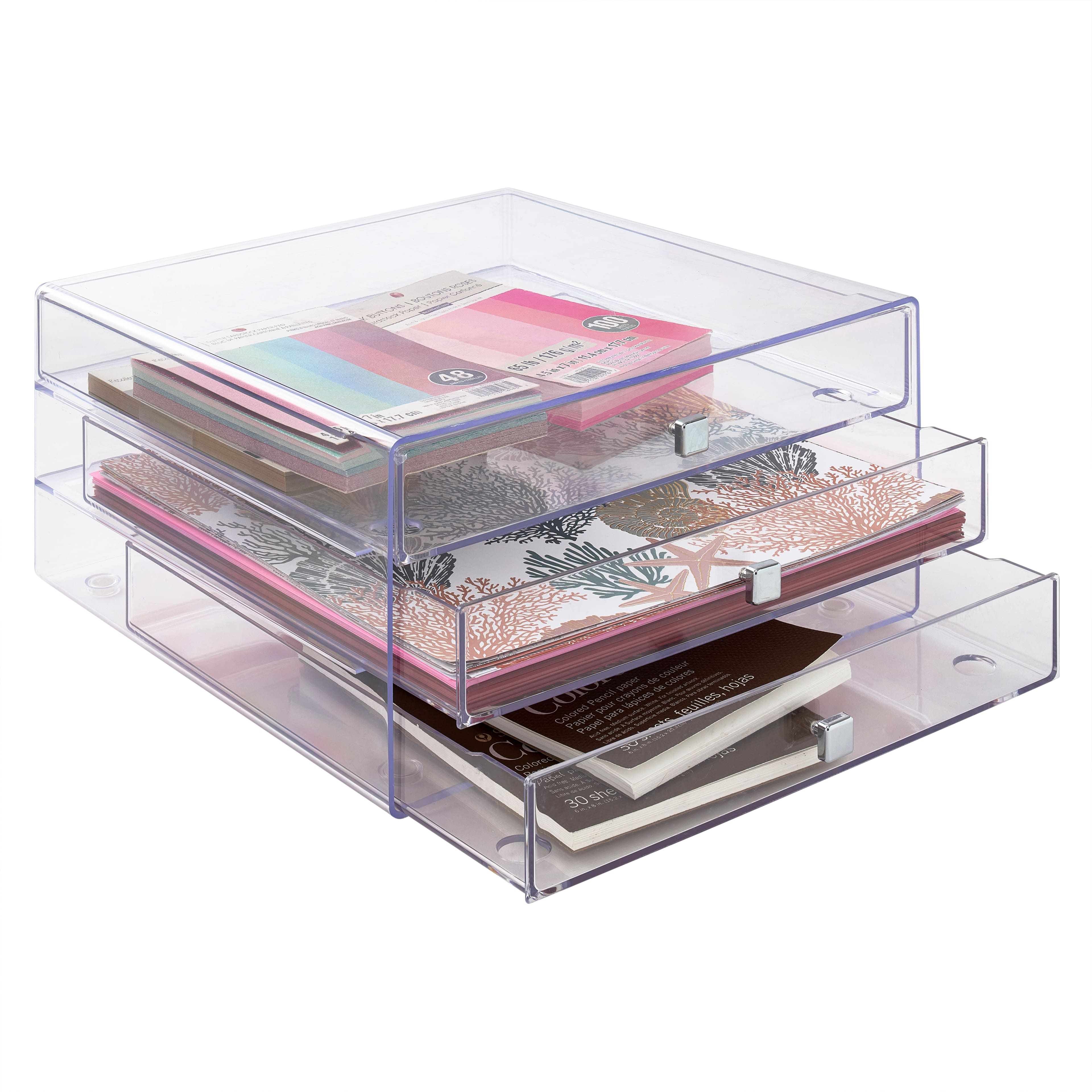 4 Pack: Clear 3-Drawer Organizer by Simply Tidy&#x2122;