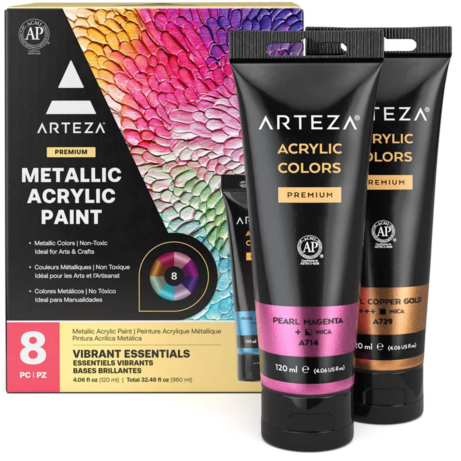 Arteza&#xAE; Vibrant Essentials Metallic Acrylic Paint Set