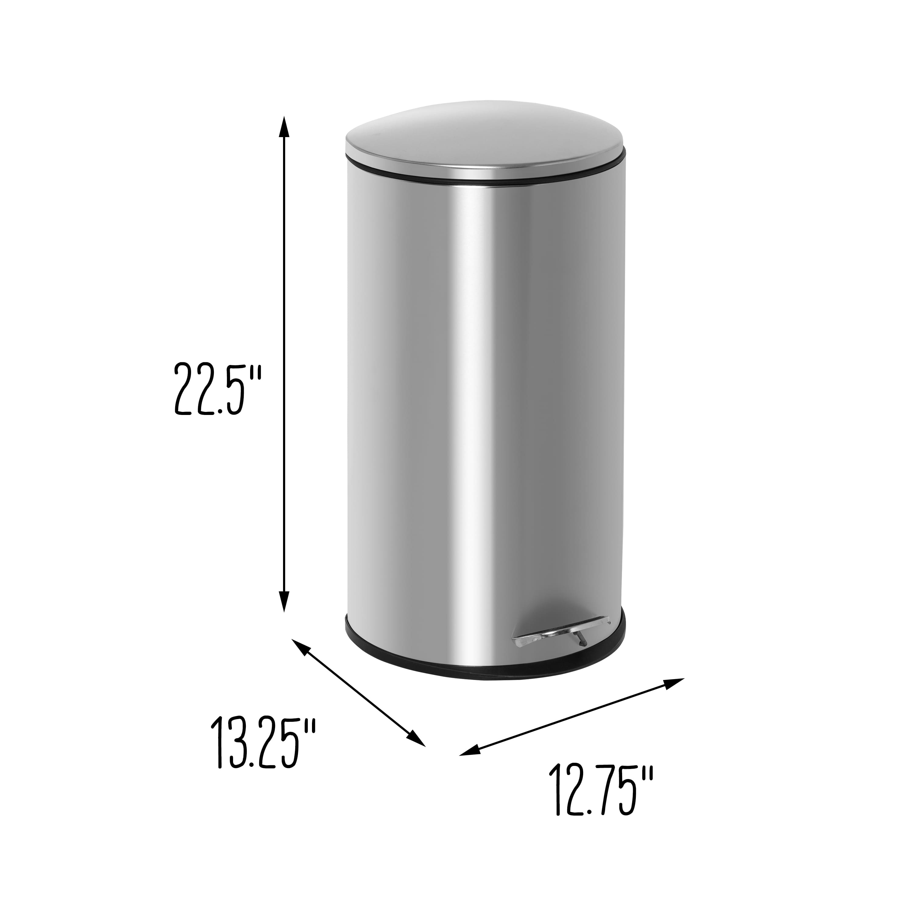 30L Semi-Round Stainless Steel Step Trash Can With Lid