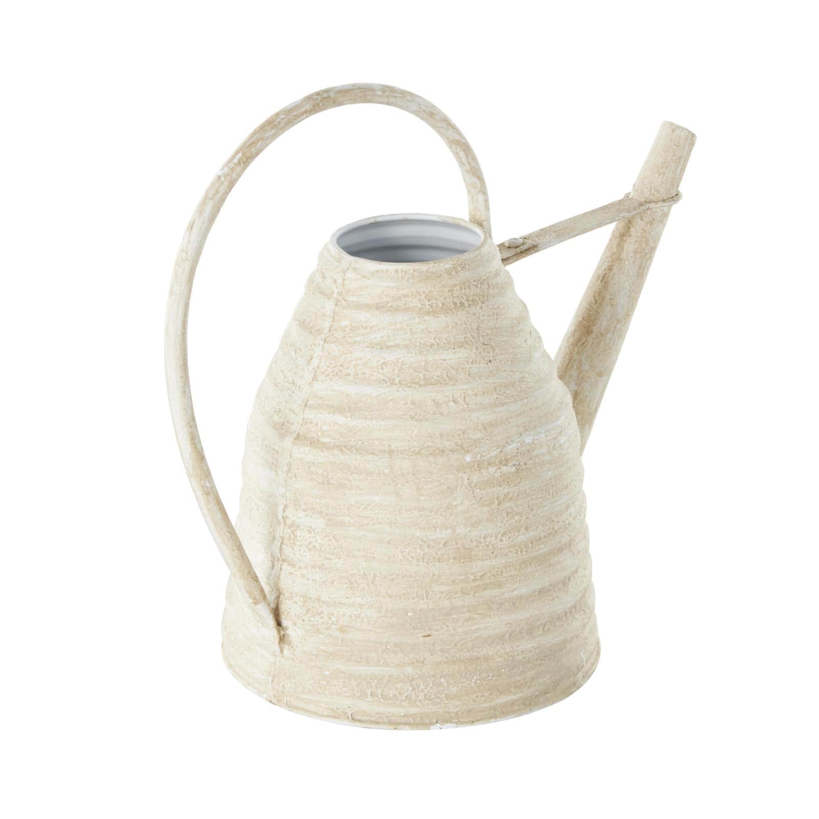 14" Cream Metal Beehive Shaped Watering Can Planter