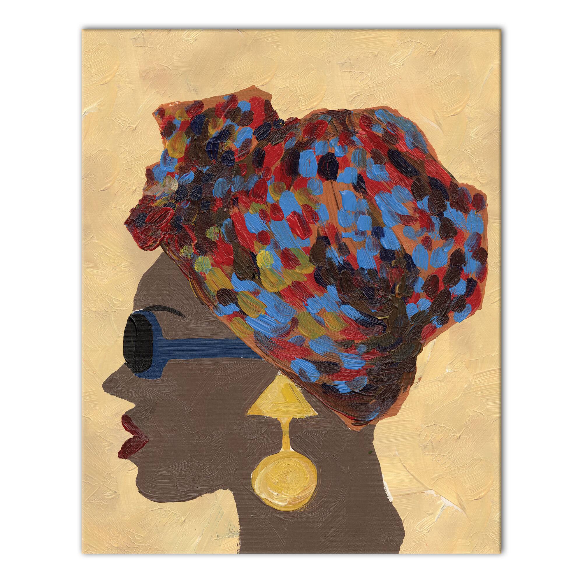 Earrings And A Head Wrap 16" x 20" Canvas Wall Art