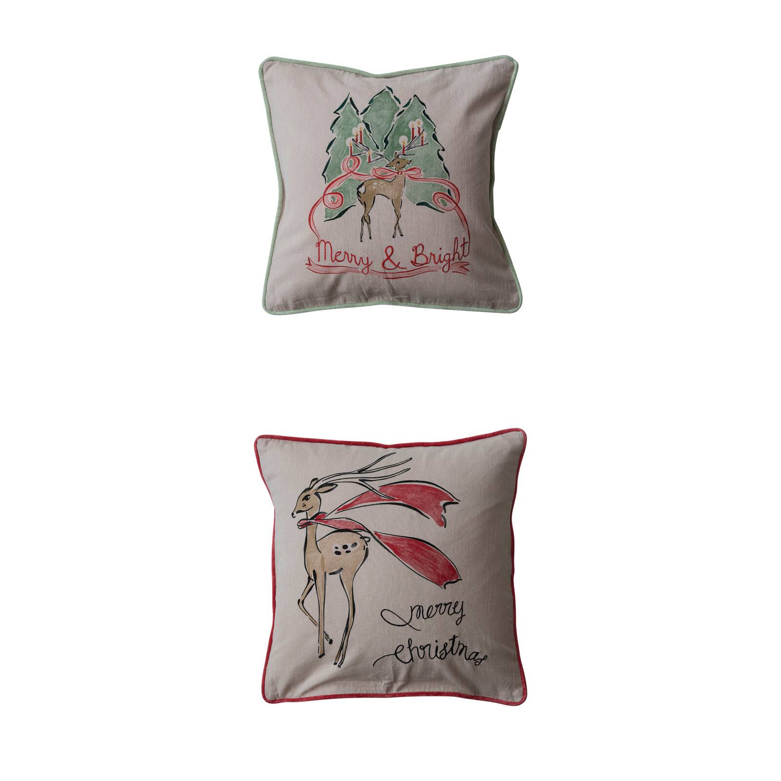 Hello Honey® 20" Reindeer Cotton Chambray Printed Pillow Set