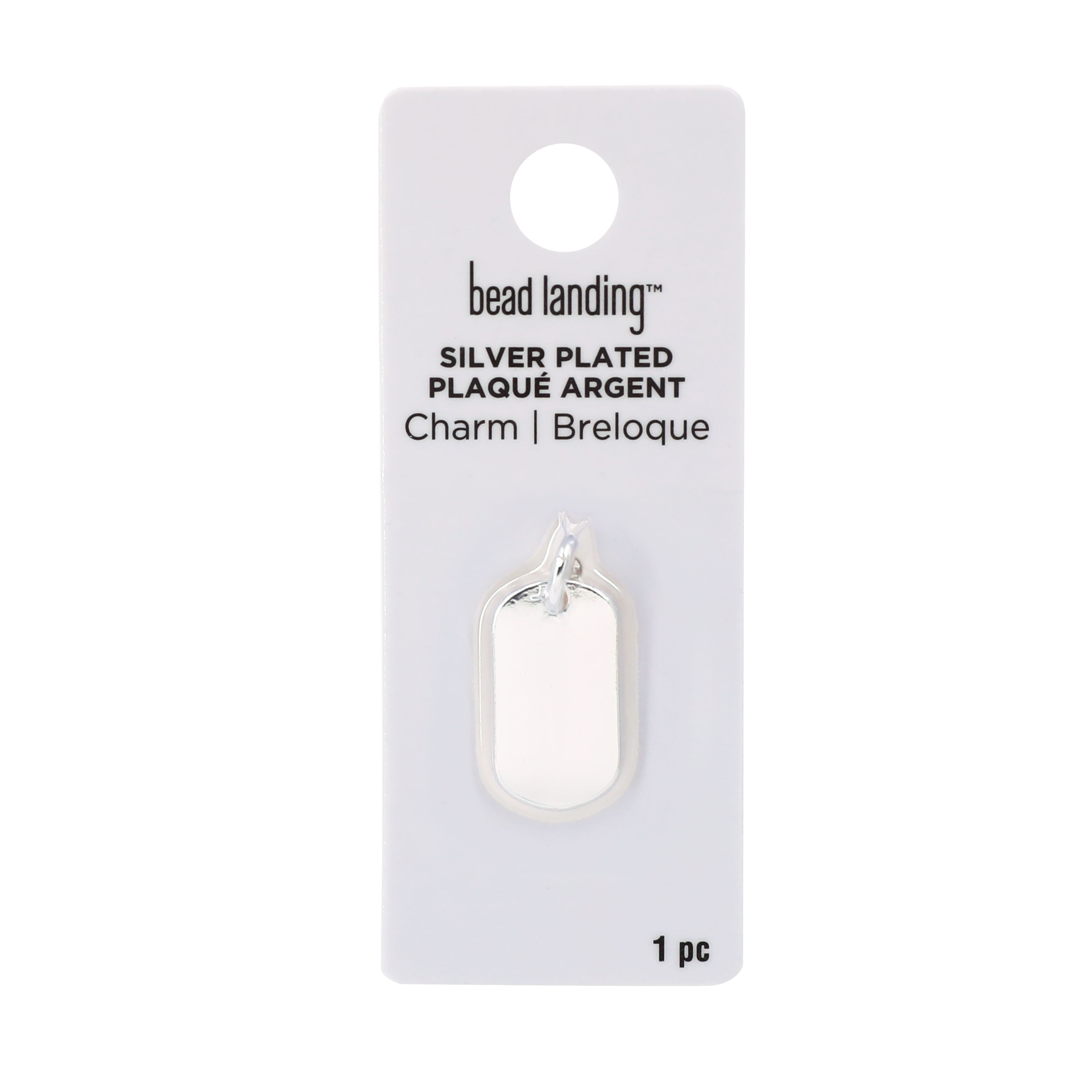 Silver Plated Dog Tag Charm by Bead Landing&#x2122;