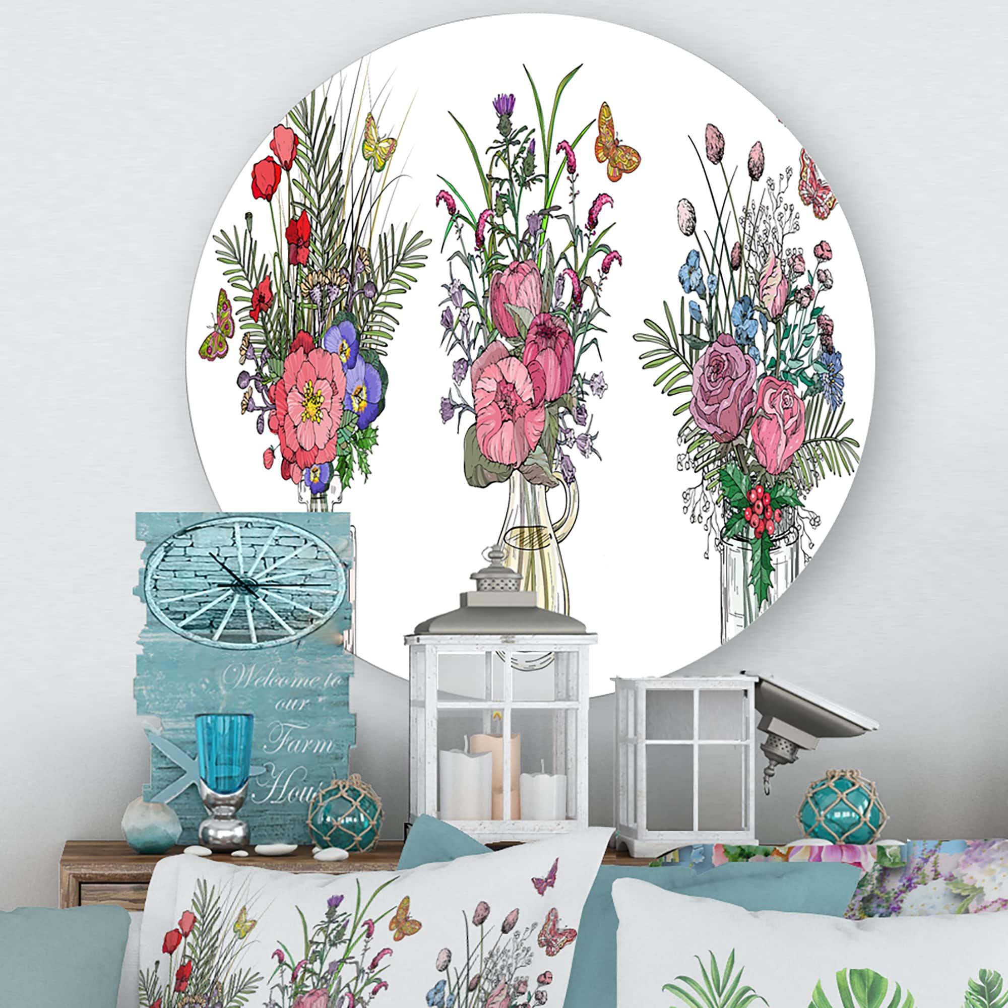 Designart - Bouquets Of Wildflowers In Transparent Vases II