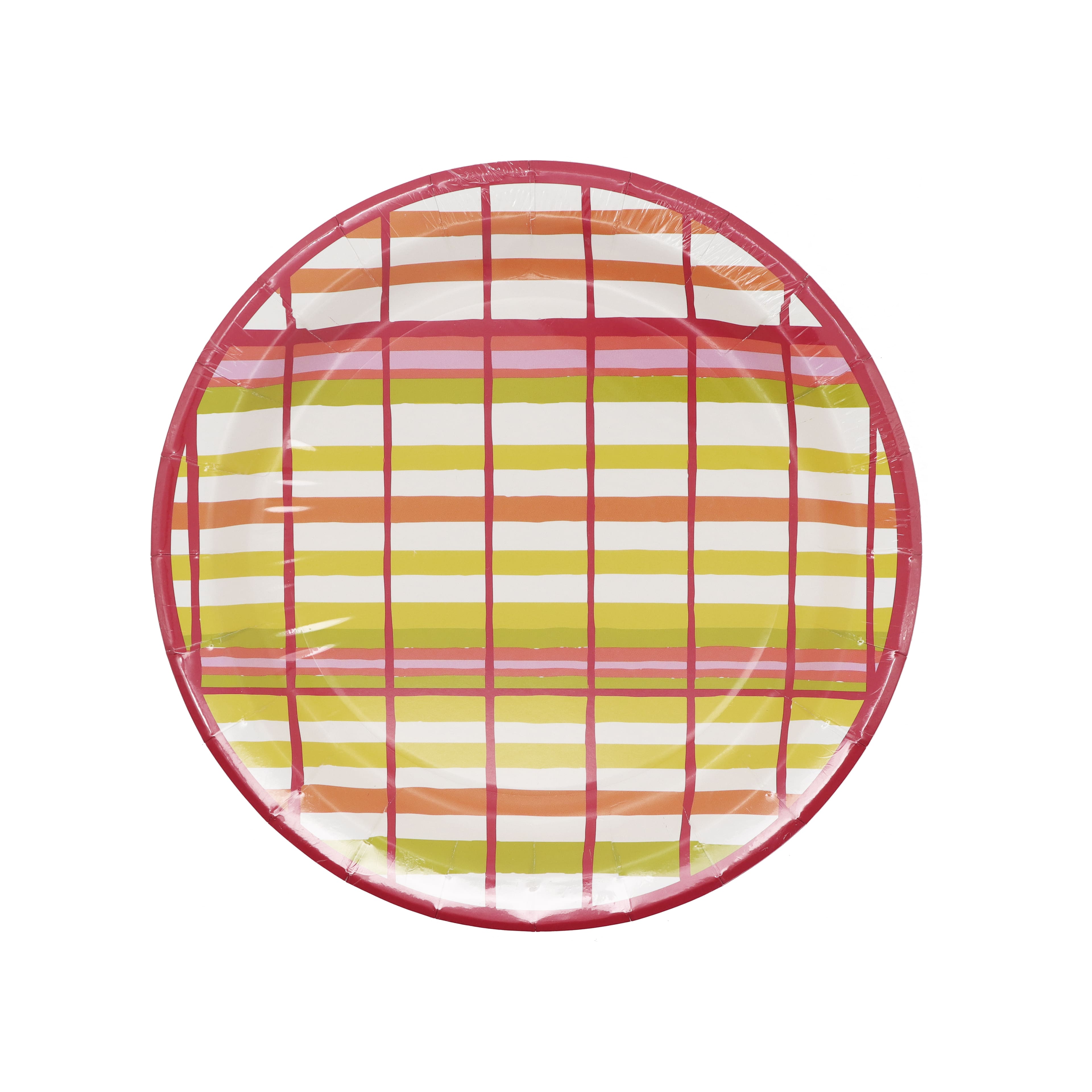 9&#x22; Pink &#x26; Grass Green Plaid Paper Plates by Ashland&#xAE;, 12ct.