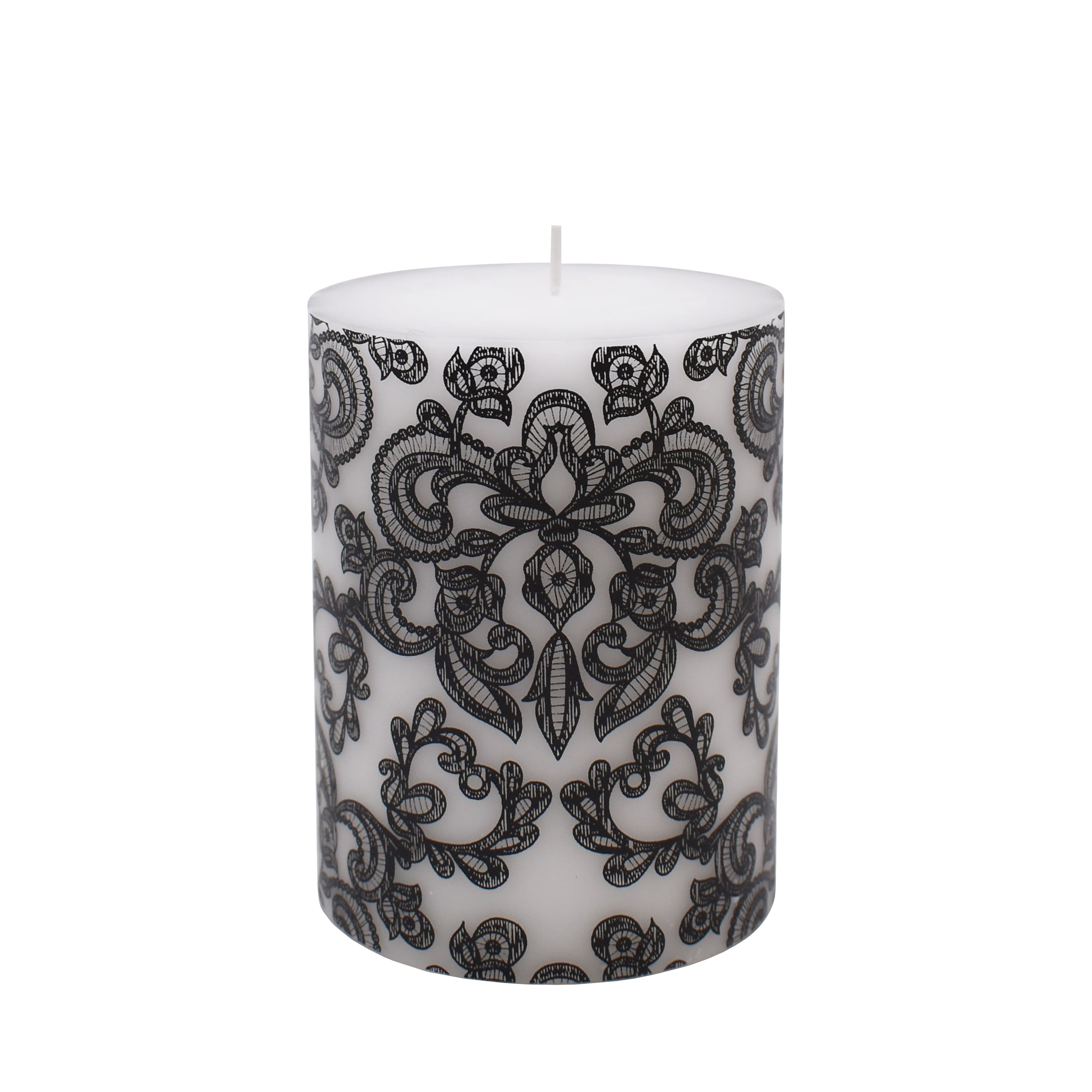 3&#x22; x 4&#x22; Black Lace Unscented Pillar Candle by Ashland&#xAE;