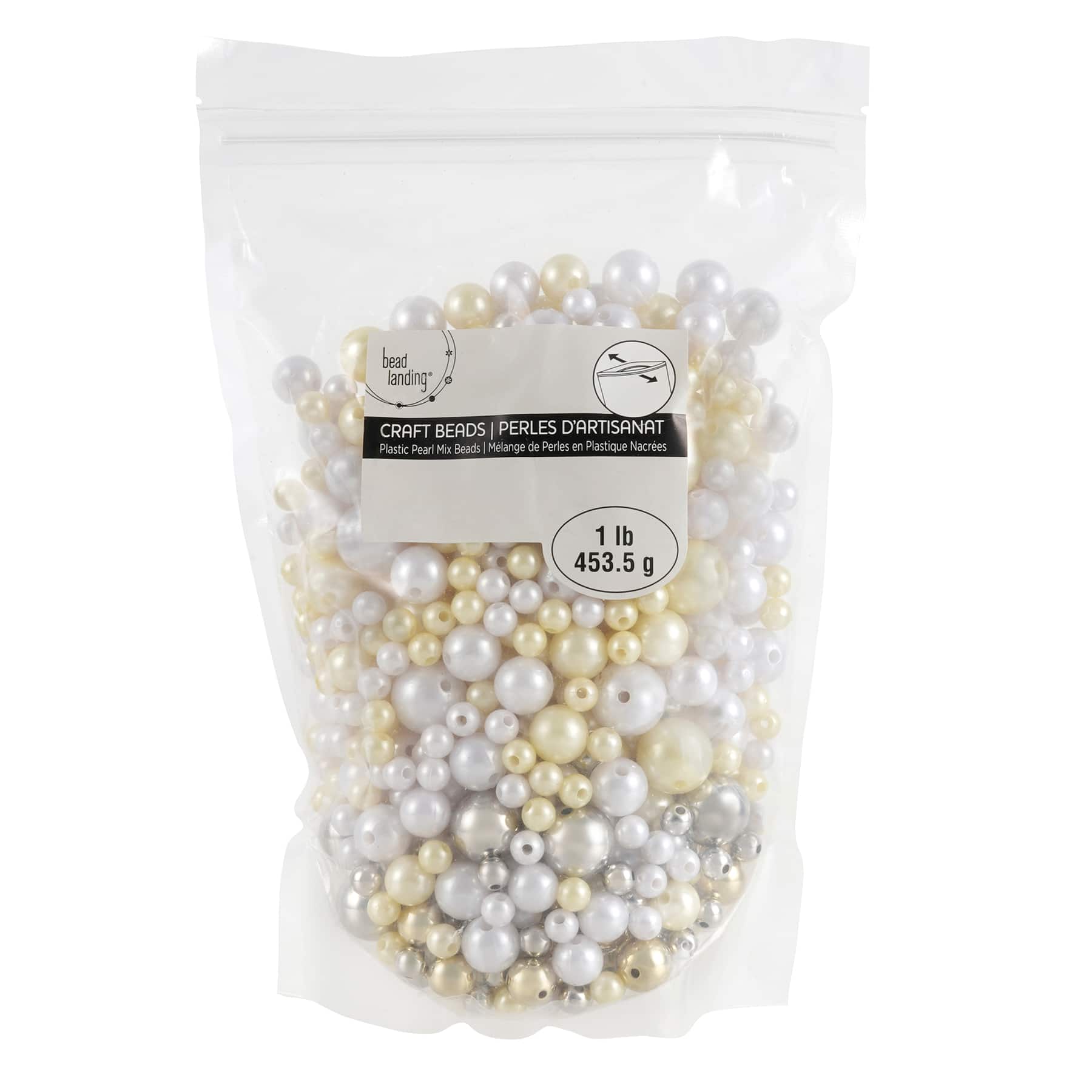 6 Pack: White, Cream & Gold Pearl Plastic Mix Craft Beads by Bead Landing®
