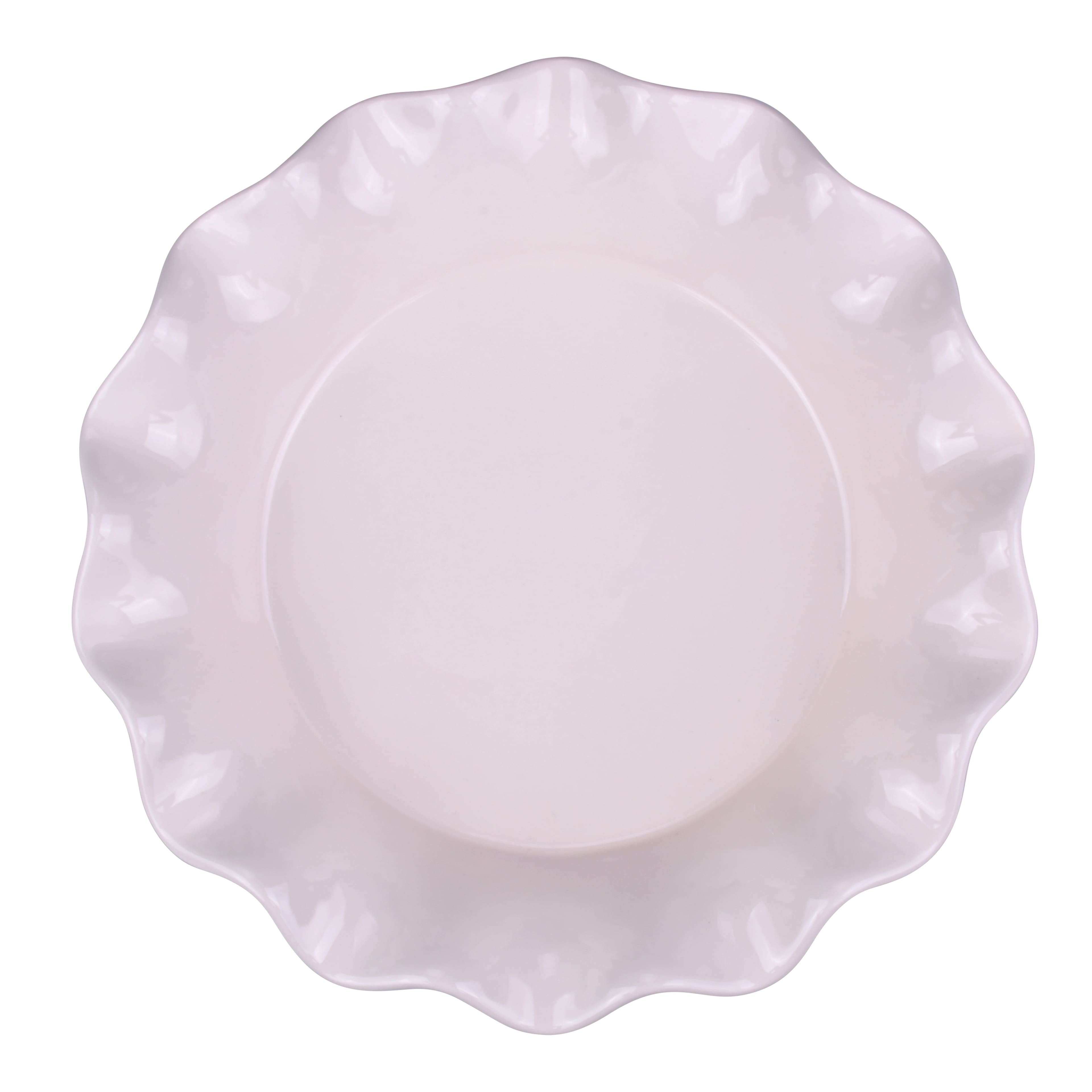 10&#x22; Cream Ceramic Pie Plate by Makery&#x2122;