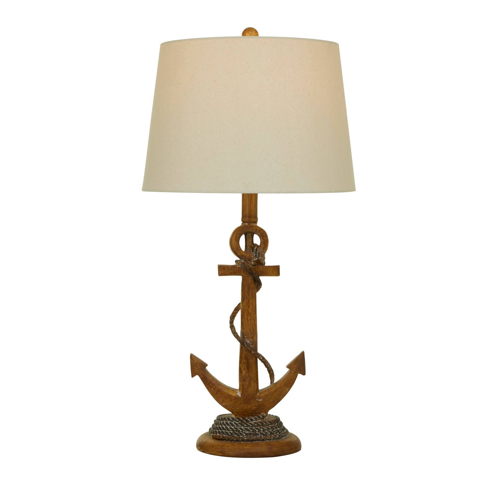 Brown Polystone Table Lamp Set of 2 13&#x22;, 26&#x22;