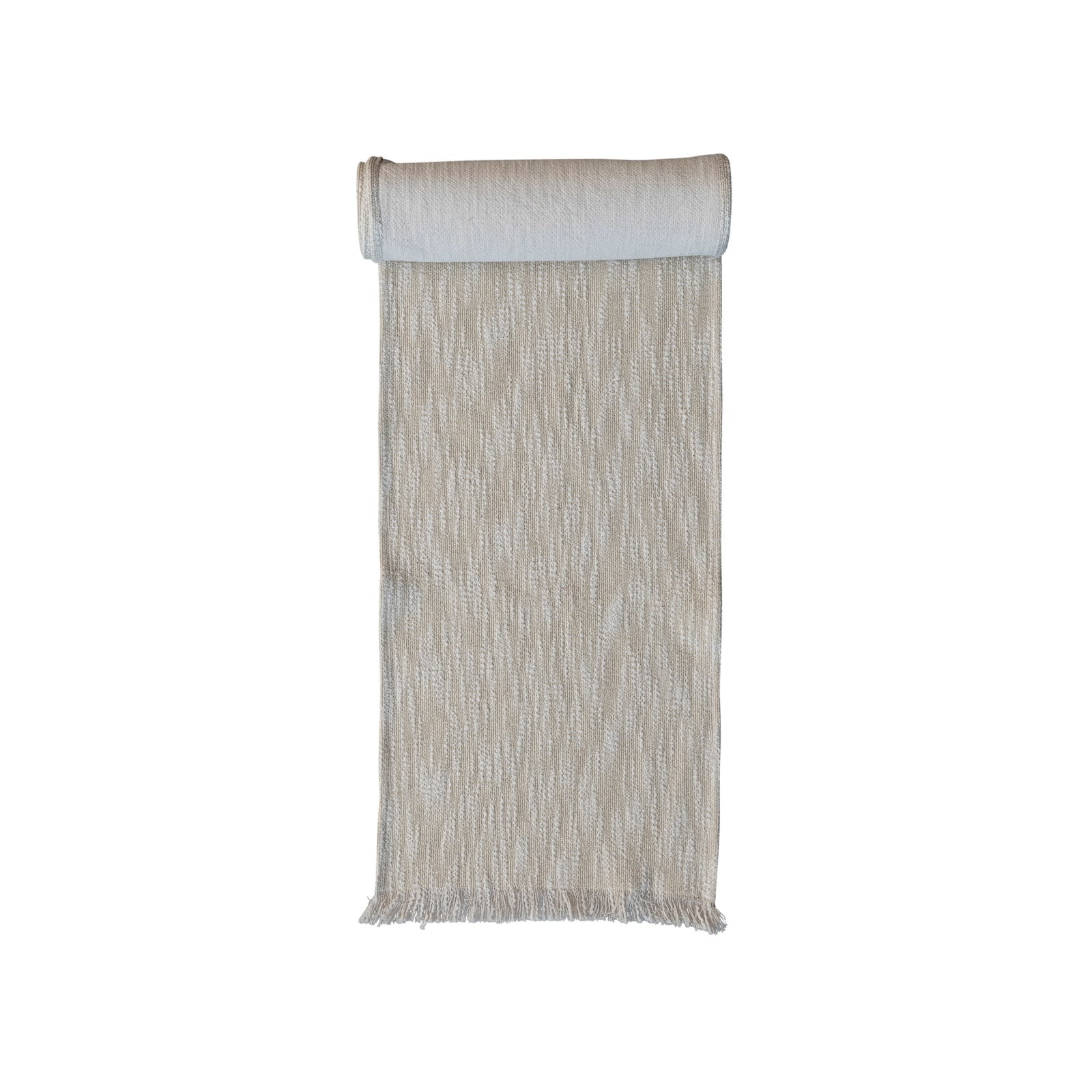 Hello Honey&#xAE; 108&#x22; Natural Woven Cotton Slub Table Runner with Metallic Gold Thread &#x26; Fringe