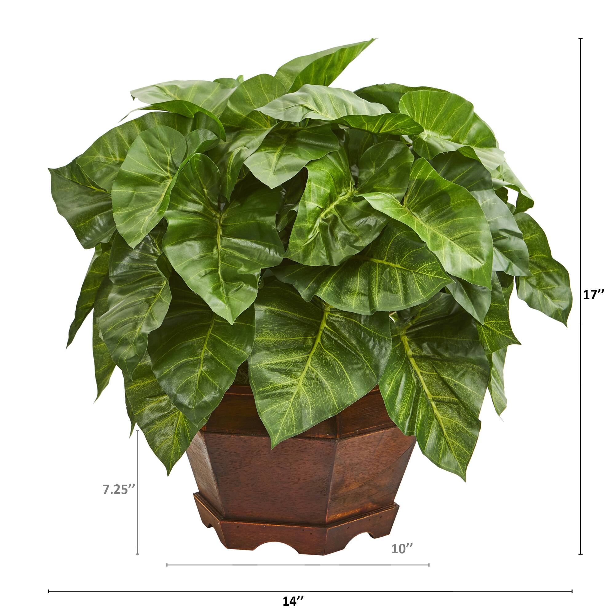 17" Taro Artificial Plant in Decorative Brown Planter