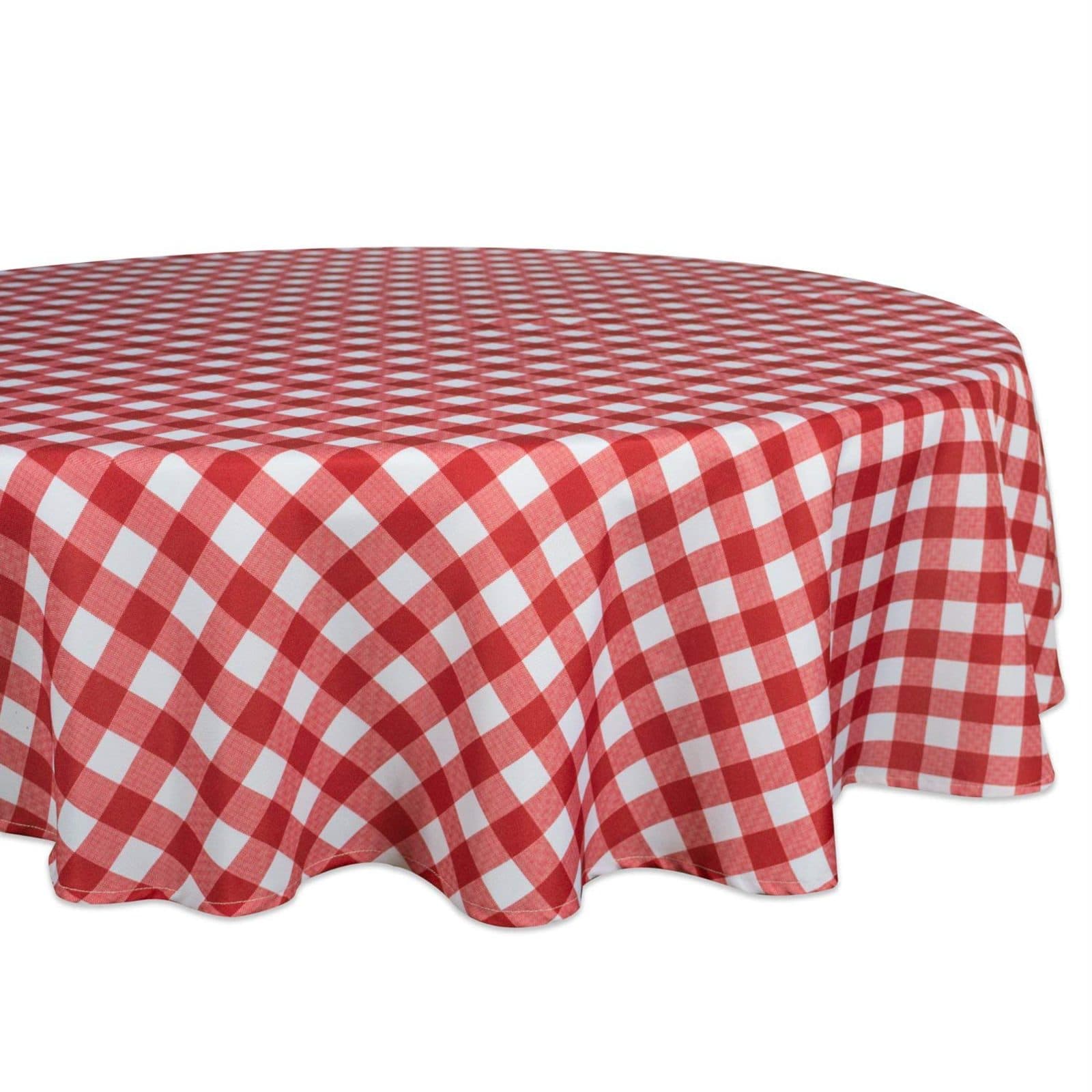 DII® 60" Round Red Check Outdoor Tablecloth