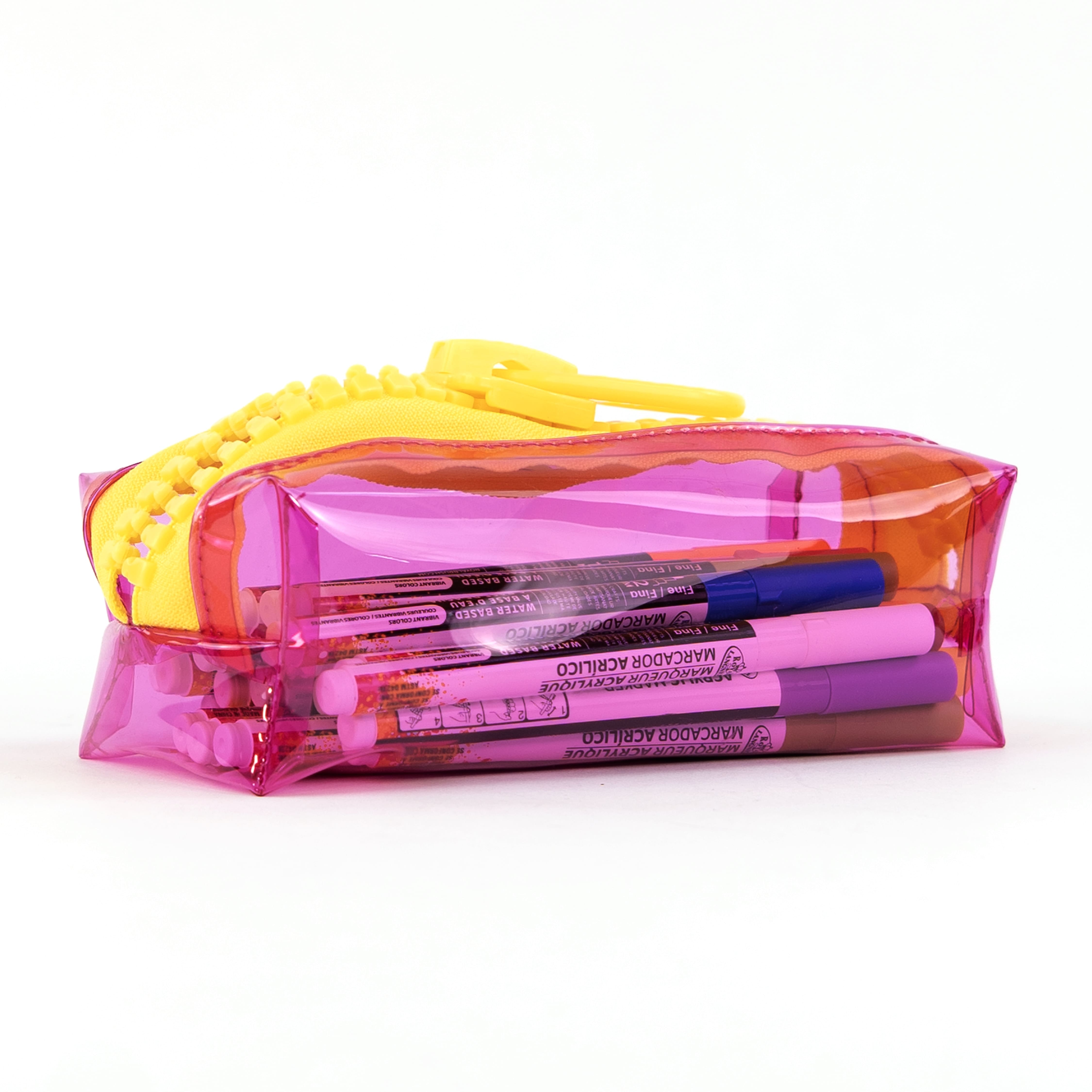 Everything Mary Pink & Yellow Transparent Zipper Pouch