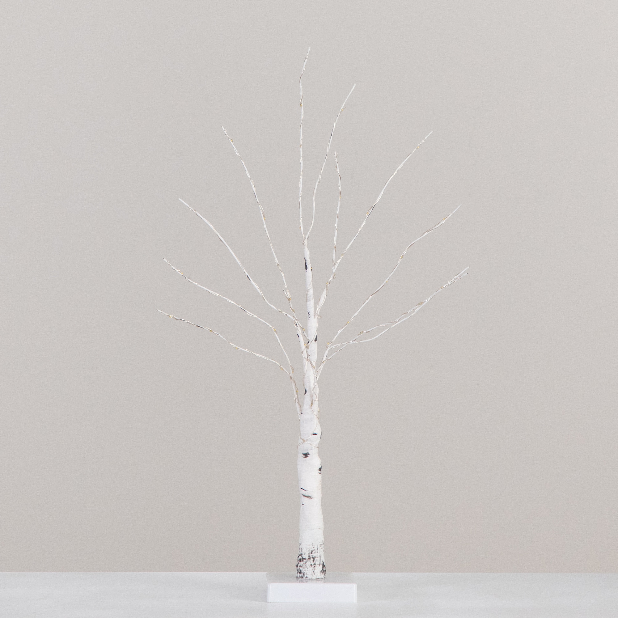 2ft. Pre-Lit White Birch Artificial Christmas Tree, Warm White LED Lights