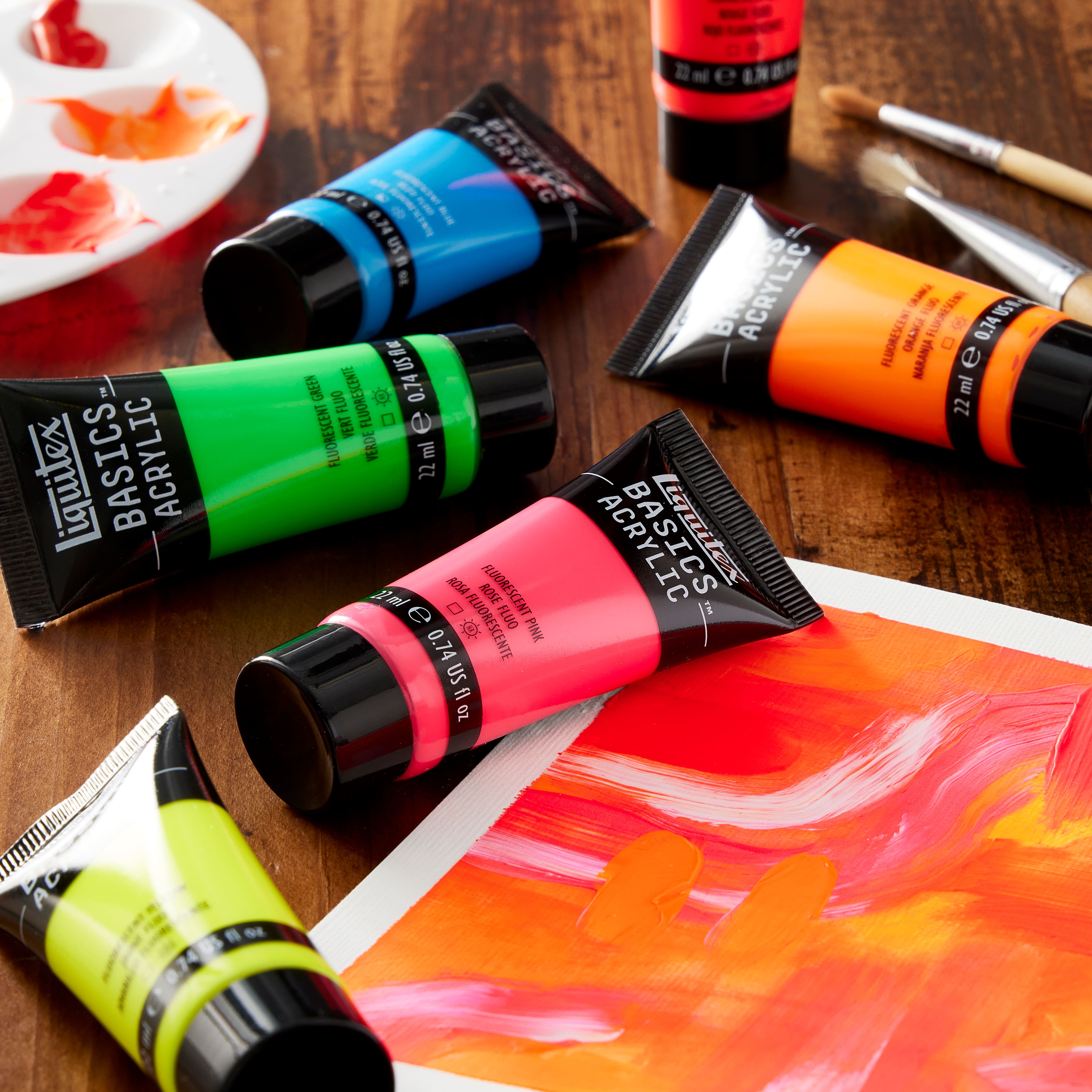 Liquitex® BASICS™ Fluorescent 6 Color Acrylic Paint Set