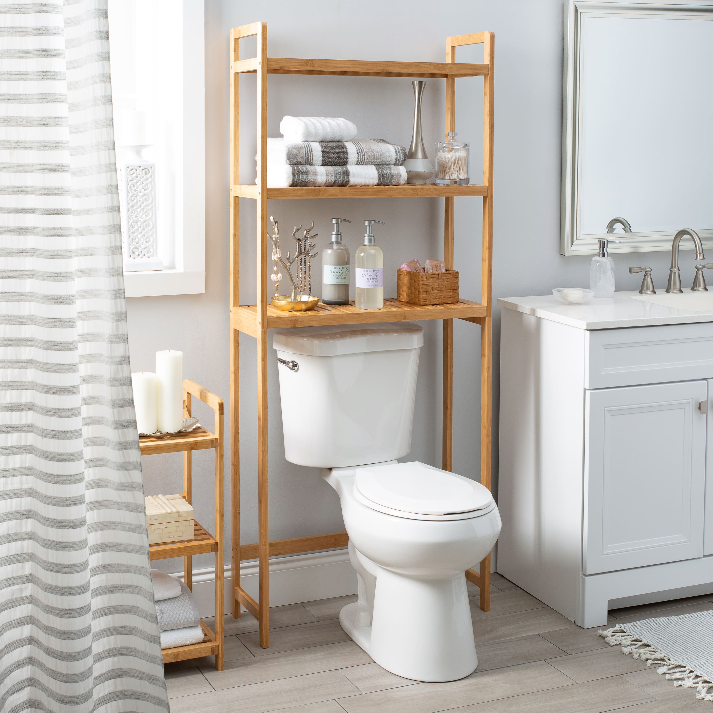 Organize It All Bamboo Over the Toilet Storage Space Saver