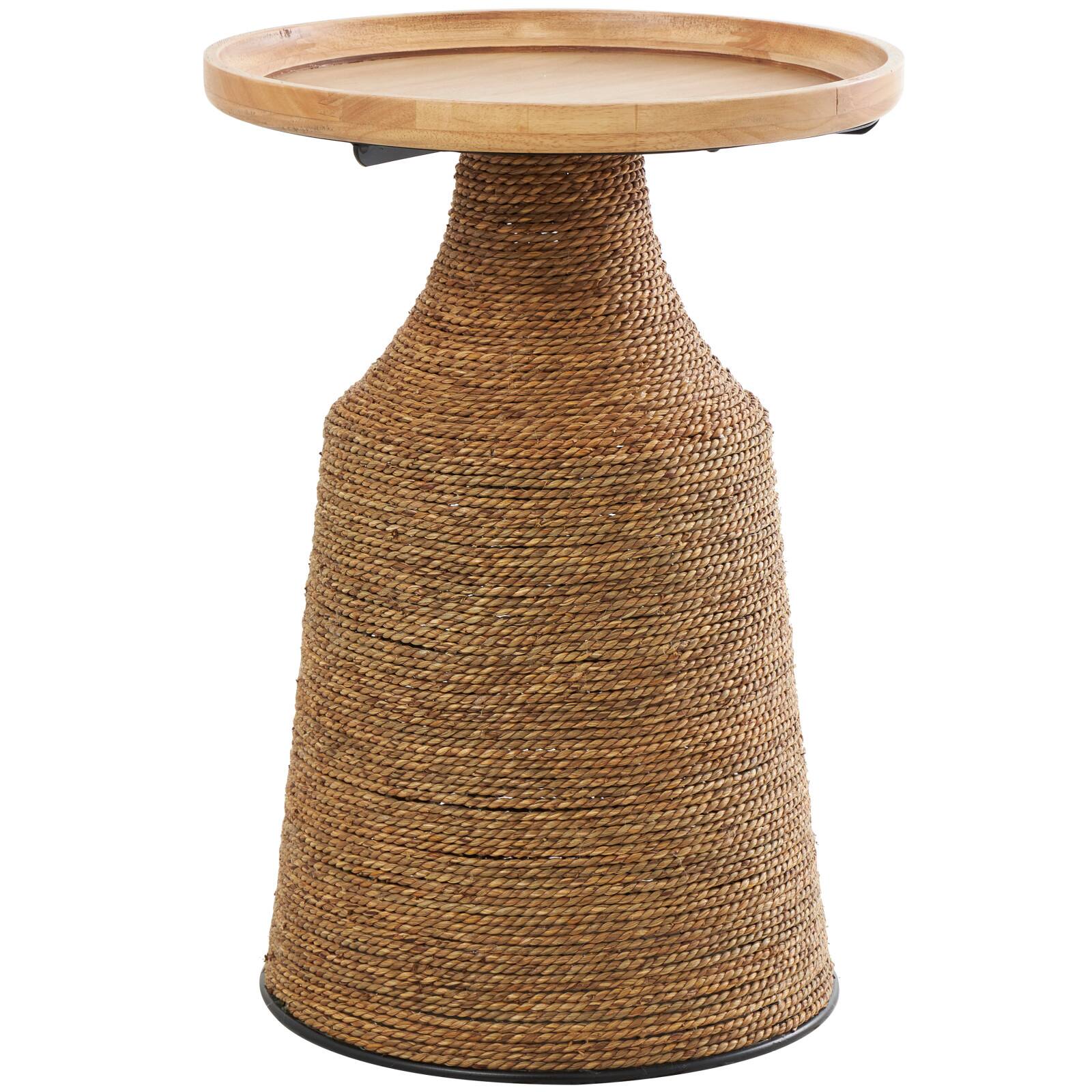 Brown Dried Plant Handmade Wrapped Accent Table