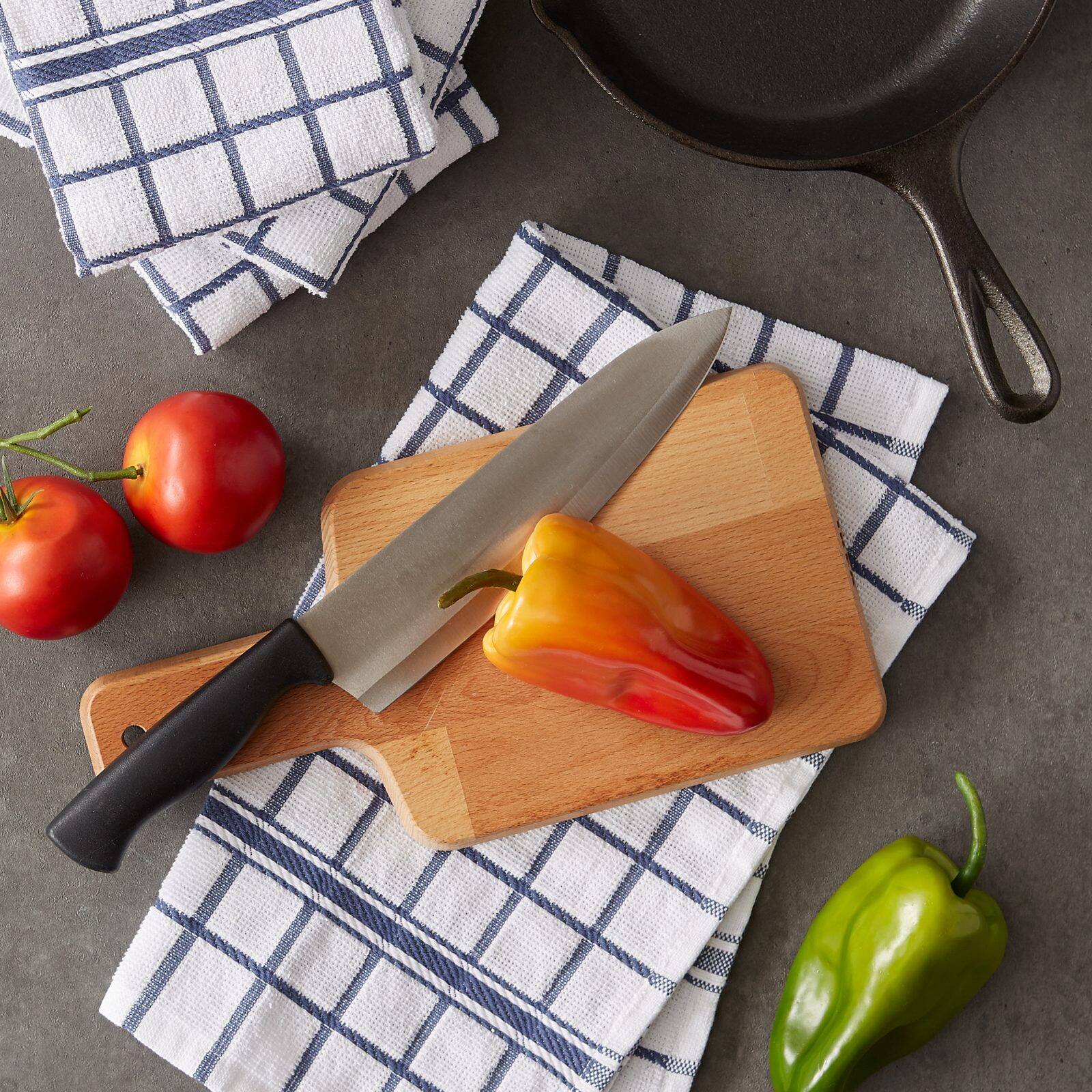 DII® French Blue Windowpane Terry Dishtowels, 4ct.