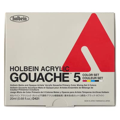 Holbein Artist Acrylic Gouache Primary 5 Mixing Colors Set