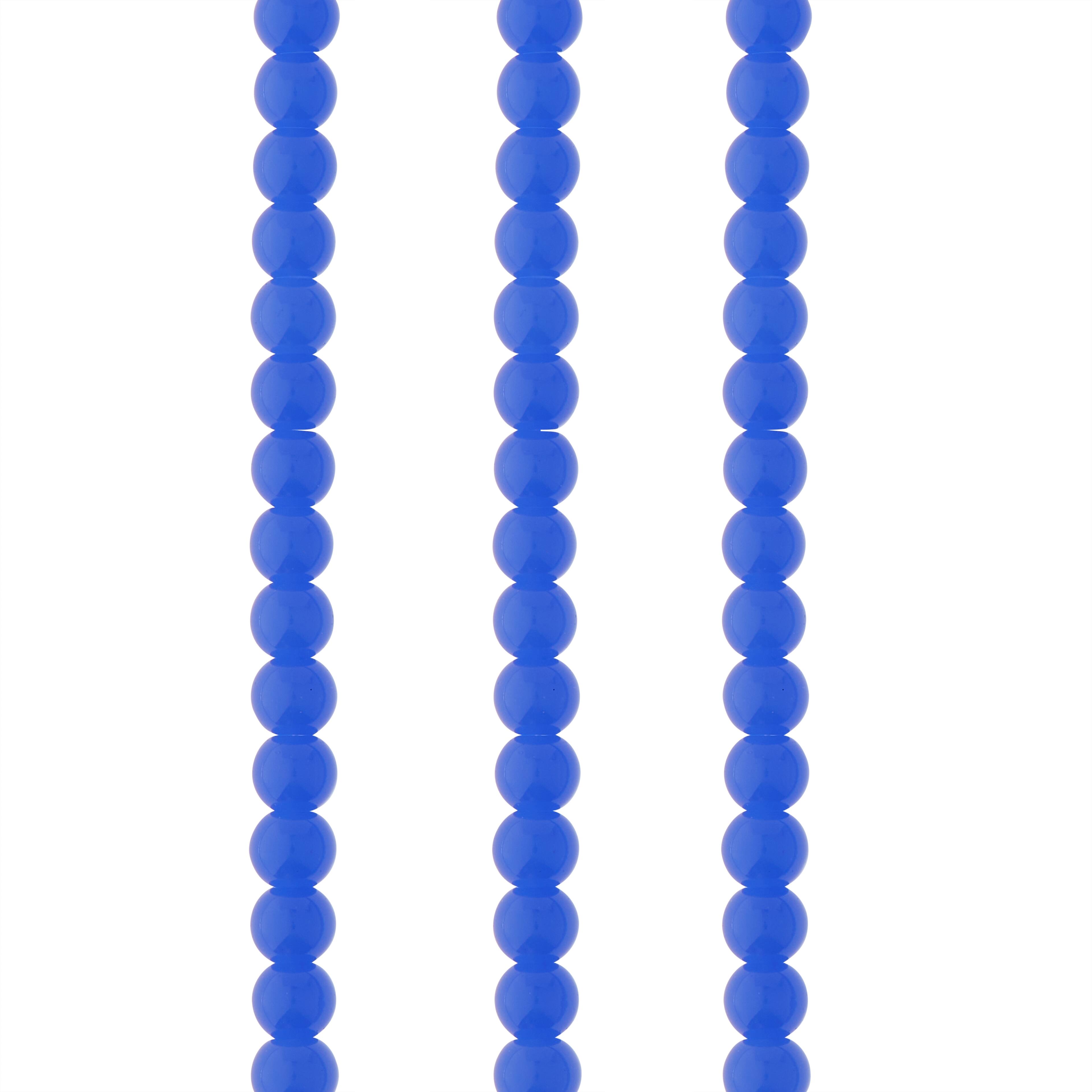 Bead Gallery Sapphire Glass Round Beads, 6mm