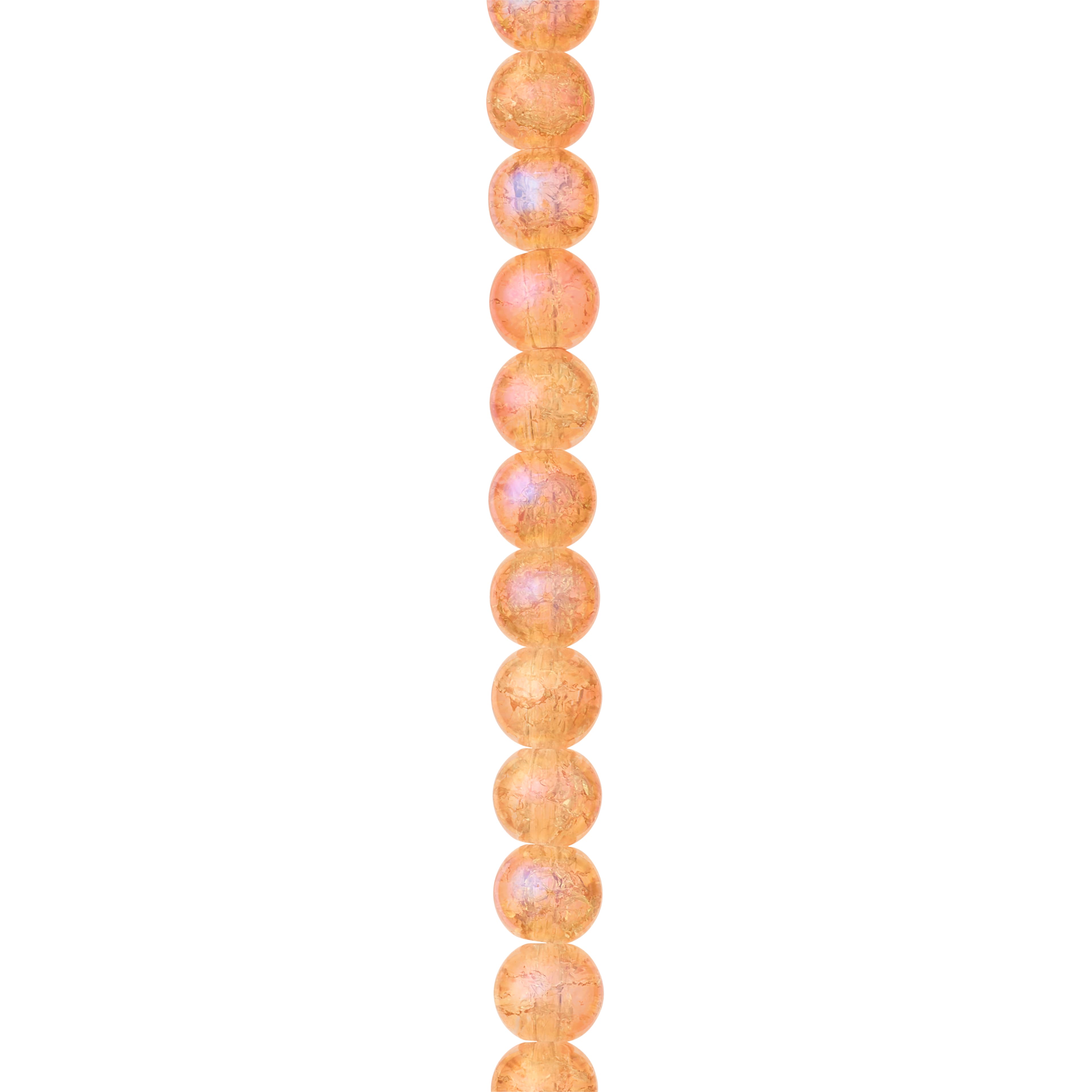 Orange Crackle Glass Round Beads, 8mm by Bead Landing&#x2122;