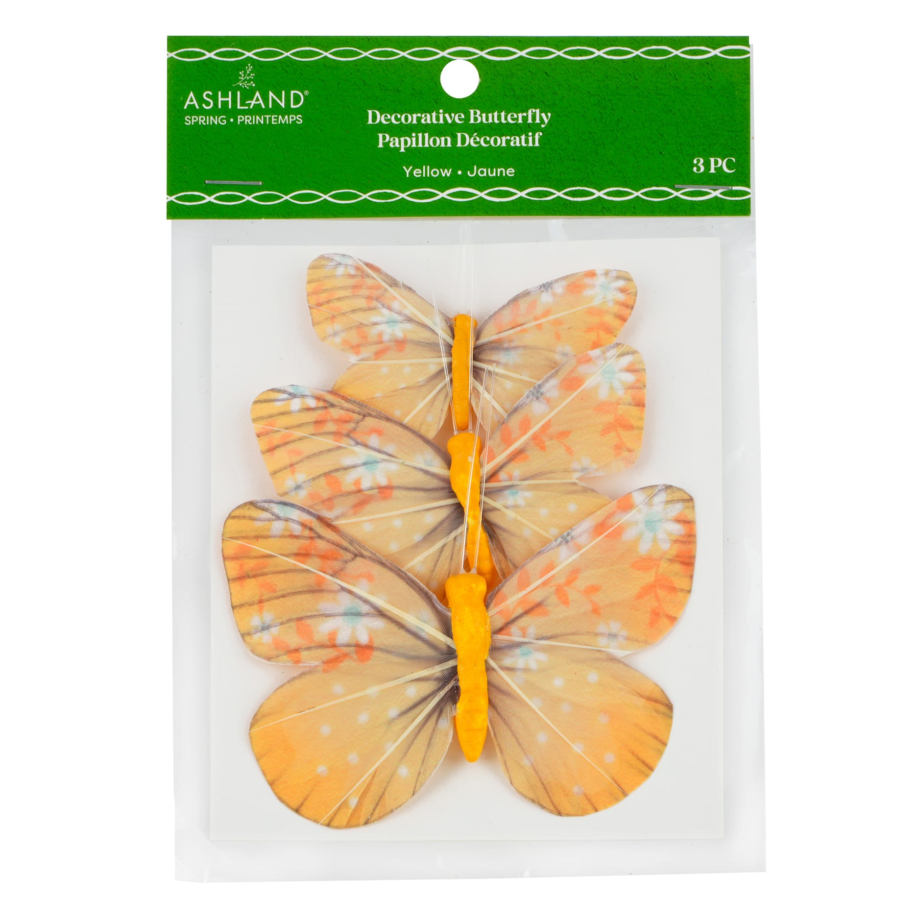 Yellow Feather Decorative Butterfly by Ashland&#xAE;, 3ct.