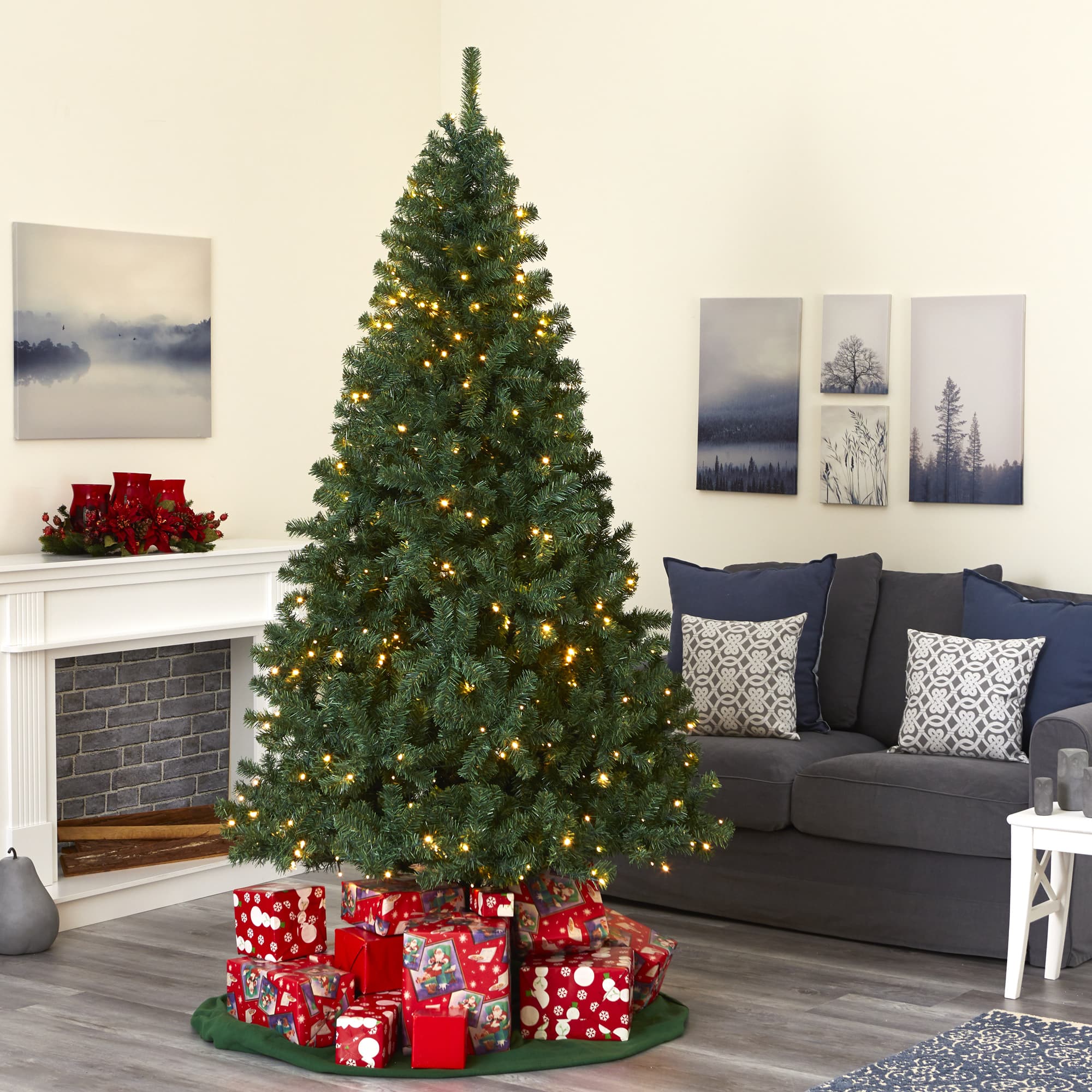 7ft. Pre-Lit Northern Tip Pine Artificial Christmas Tree, Clear LED Lights