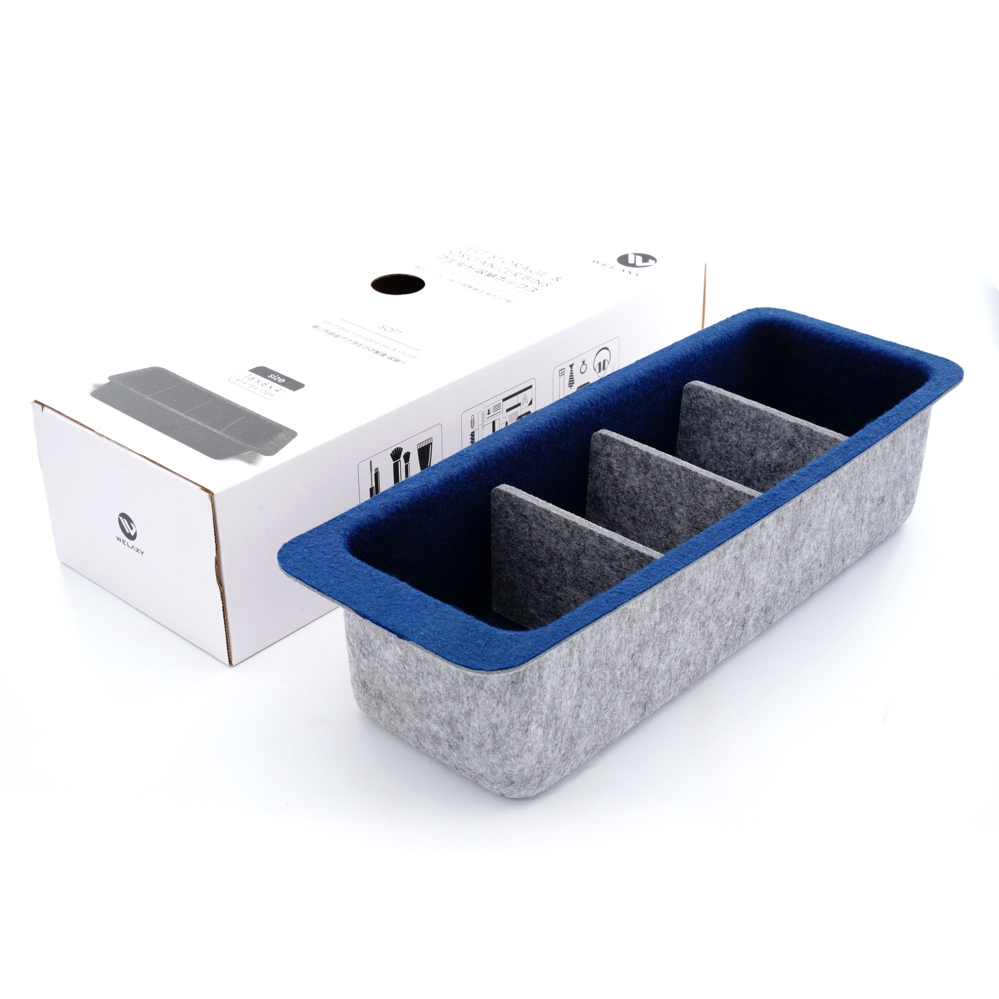 Welaxy Felt Adjustable 4 Slot Drawer Organizer Bin