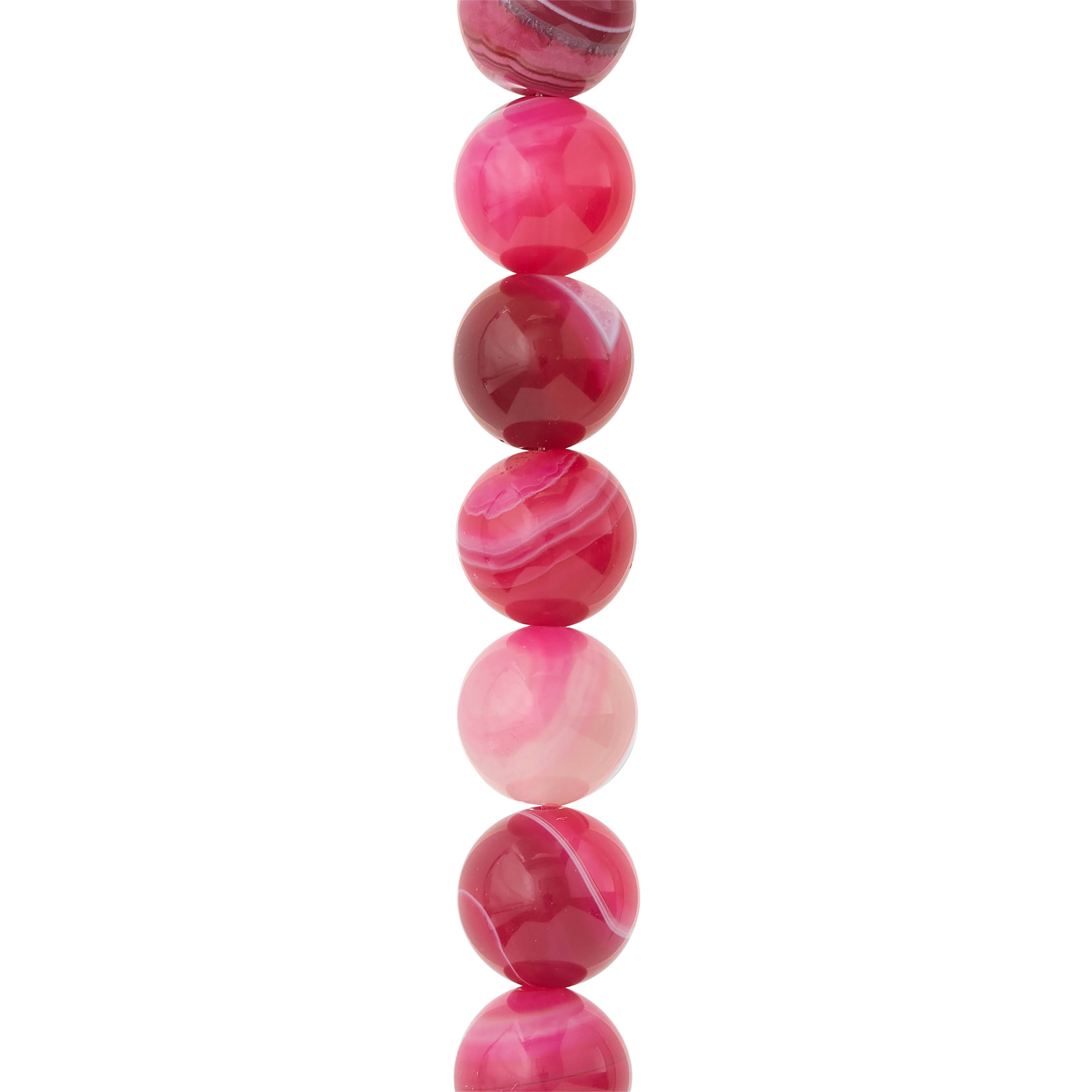 12 Pack: Pink Dyed Agate Round Beads, 12mm by Bead Landing&#x2122;
