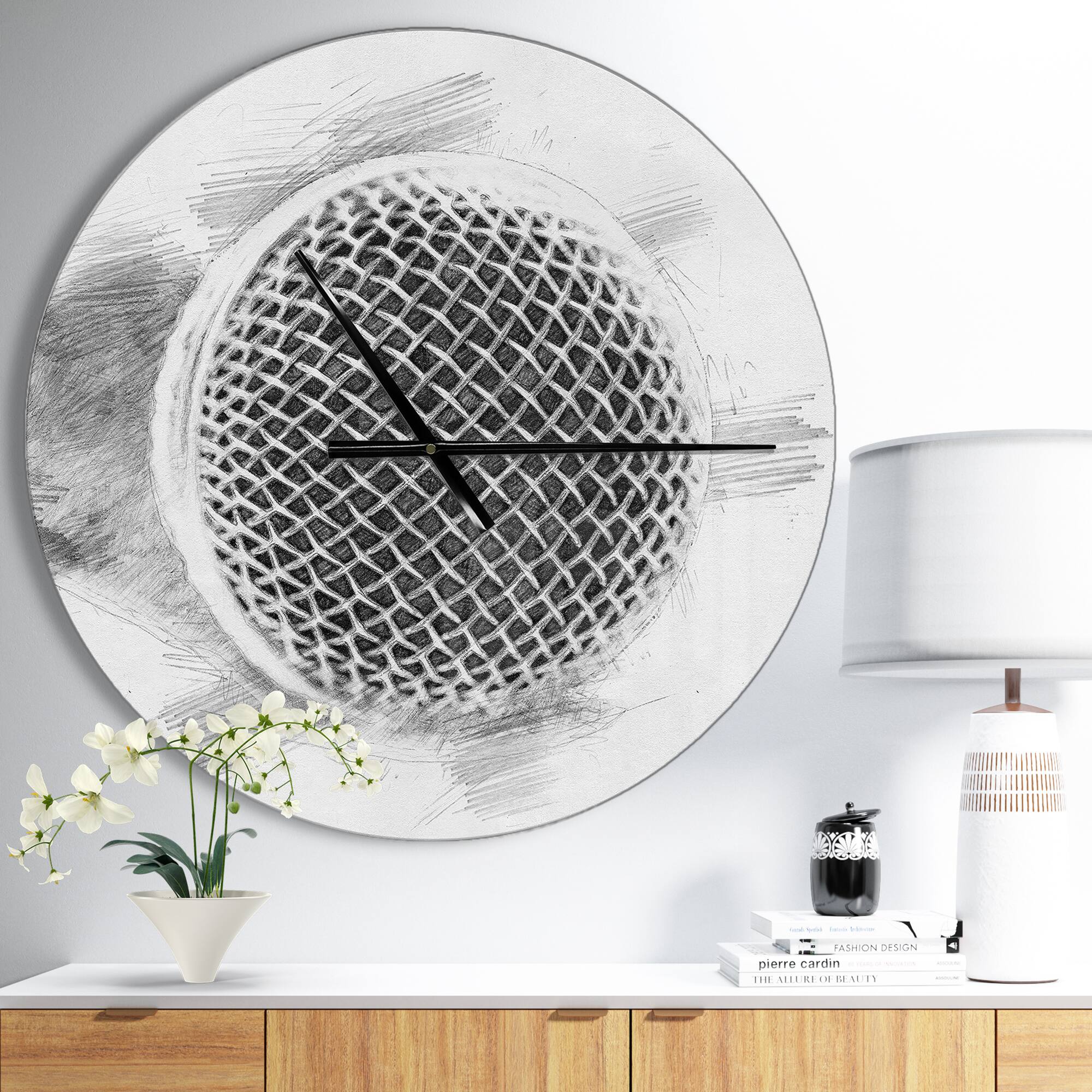 Designart &#x27;Microphone In Pencil Sketch Modern Wall Clock