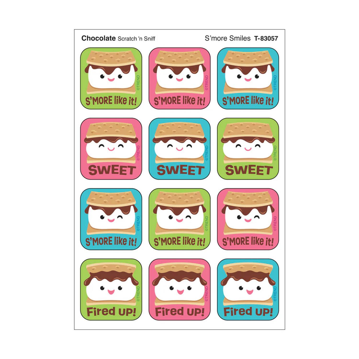 TREND Enterprises&#xAE; S&#x27;more Smiles, Chocolate Scent Scratch &#x27;n Sniff Stinky Stickers&#xAE;, 6 Packs of 48