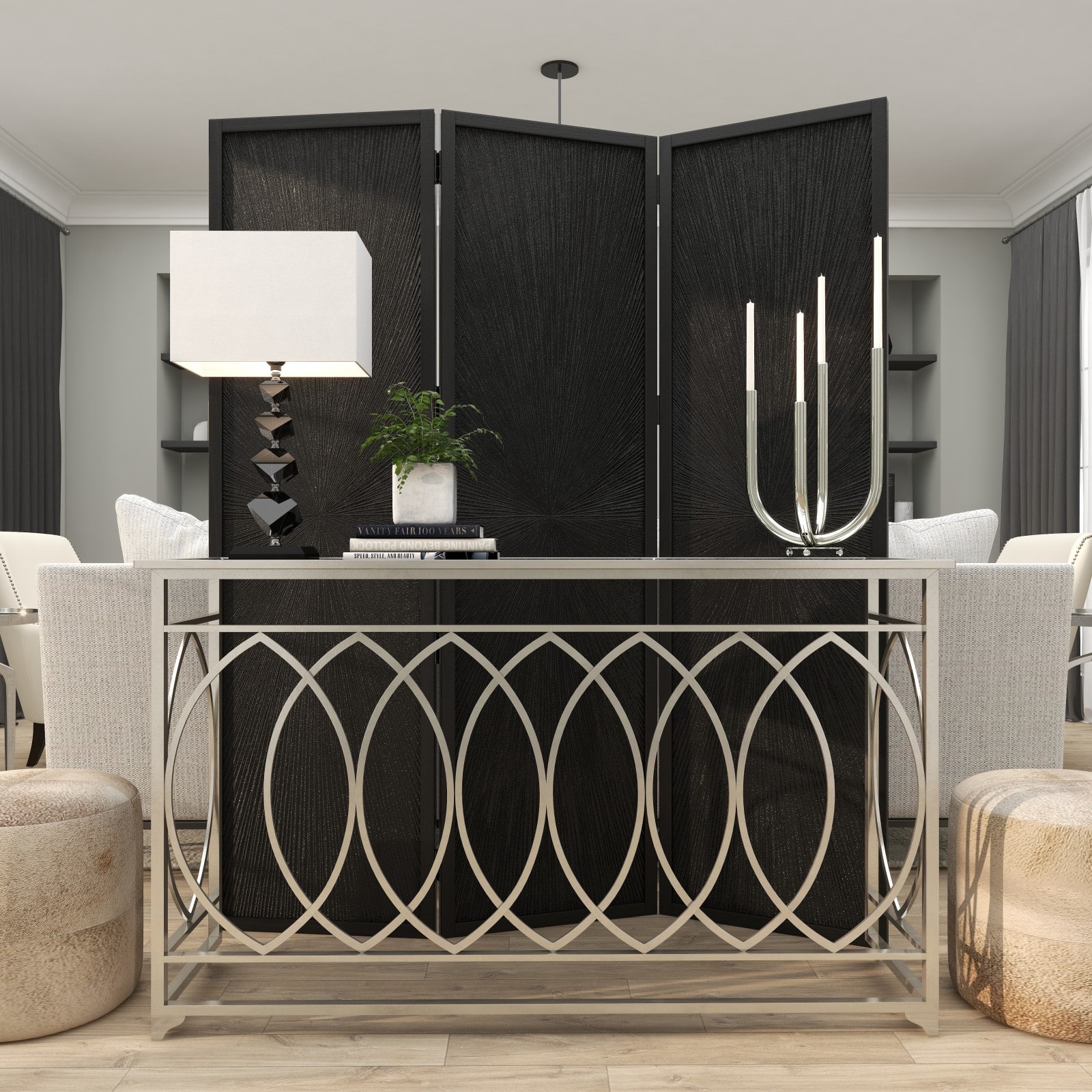 15" Silver Stainless Steel Abstract U-Shaped Candelabra