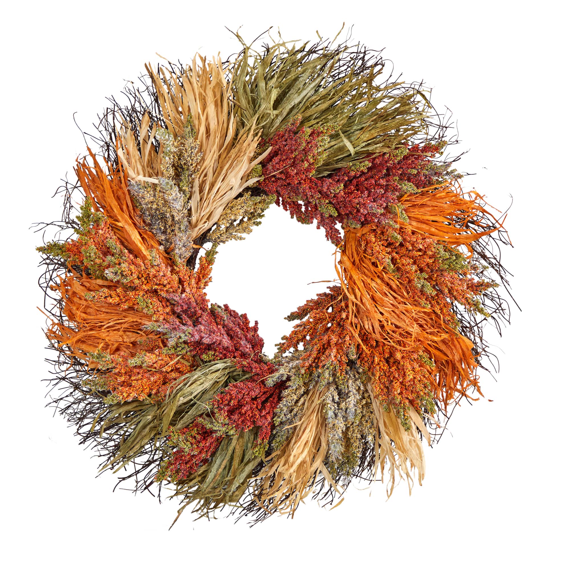 26&#x22; Sorghum Harvest Autumn Artificial Wreath