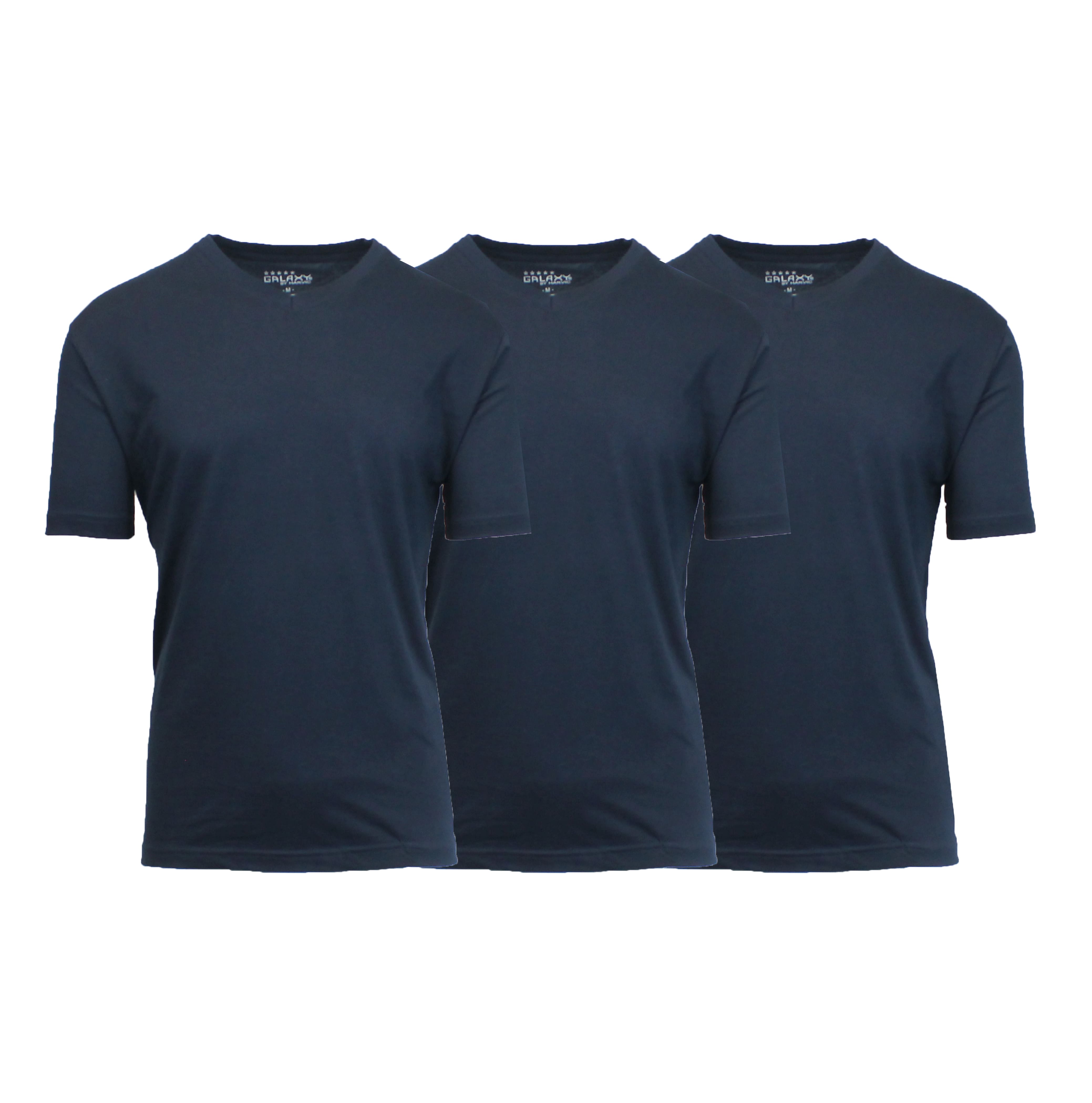 Galaxy by Harvic Men's Short Sleeve V-Neck T-Shirt 3 Pack