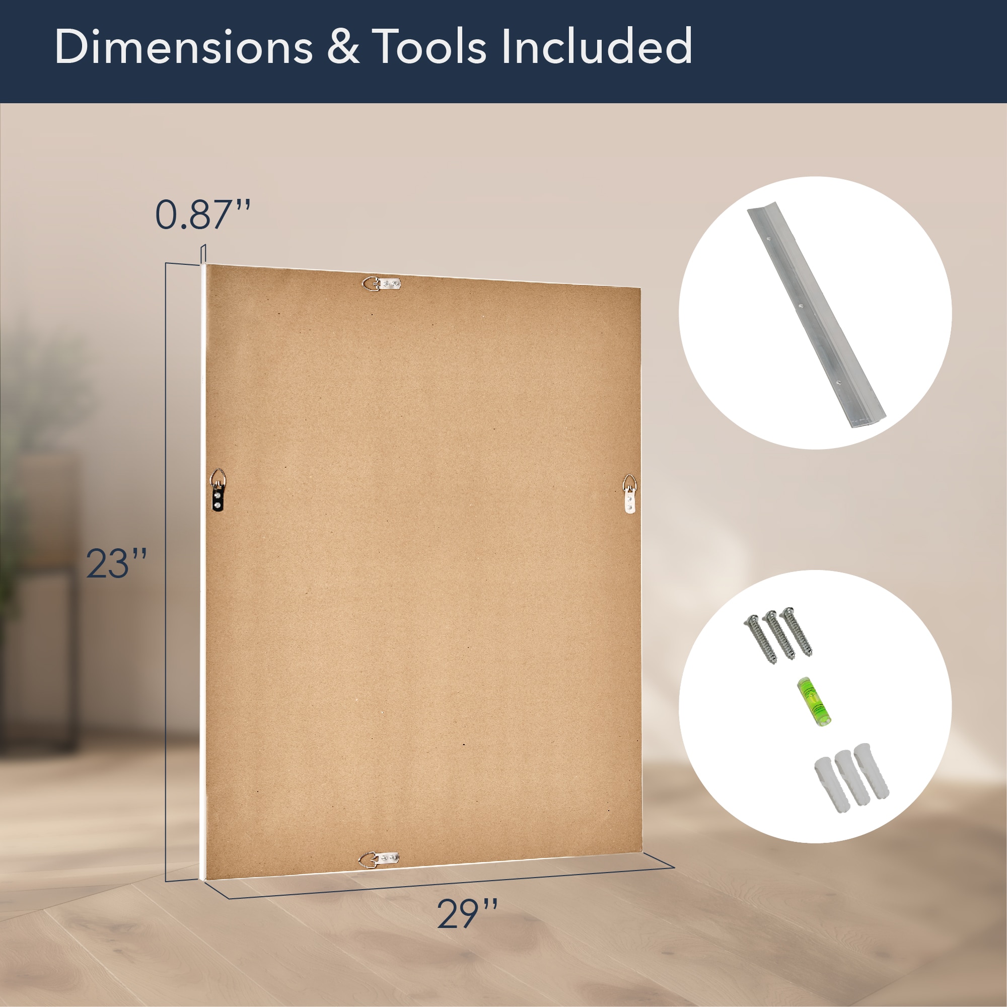 Head West 29" Chrome & White Tile Textured Framed Vanity Mirror