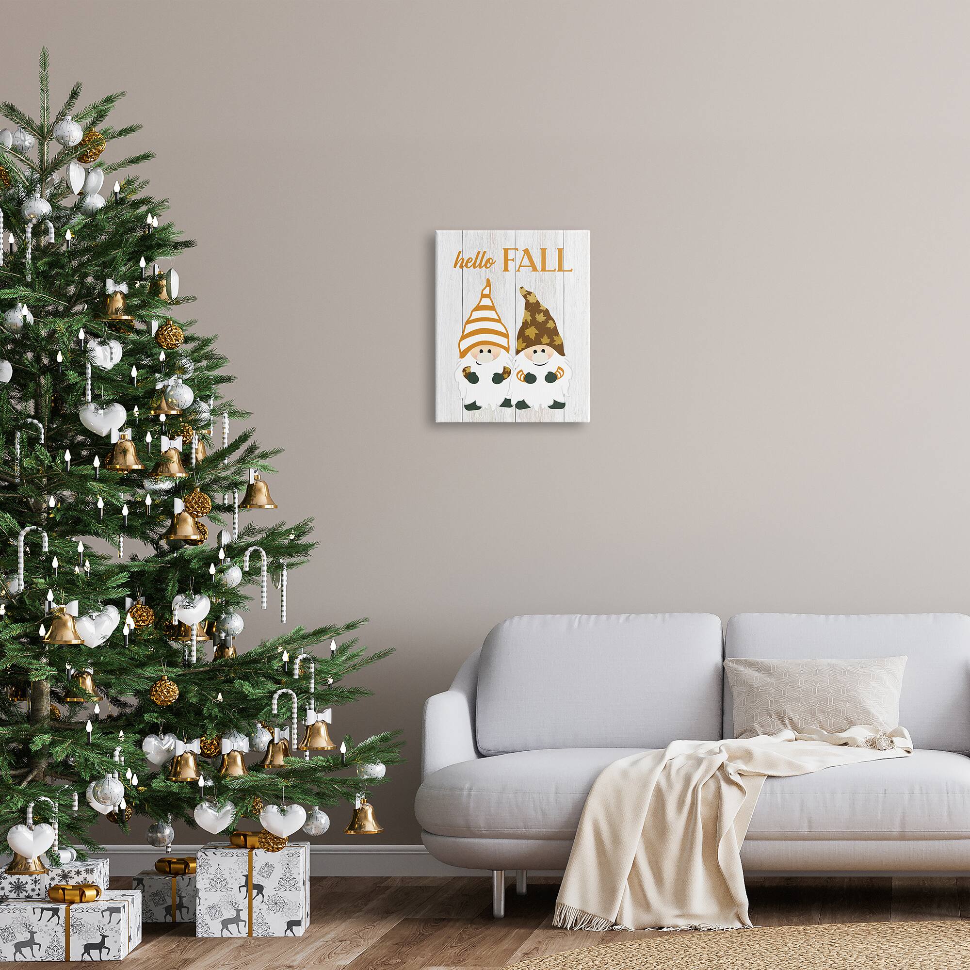 Stupell Industries Hello Fall Whimsical Gnomes Canvas Wall Art