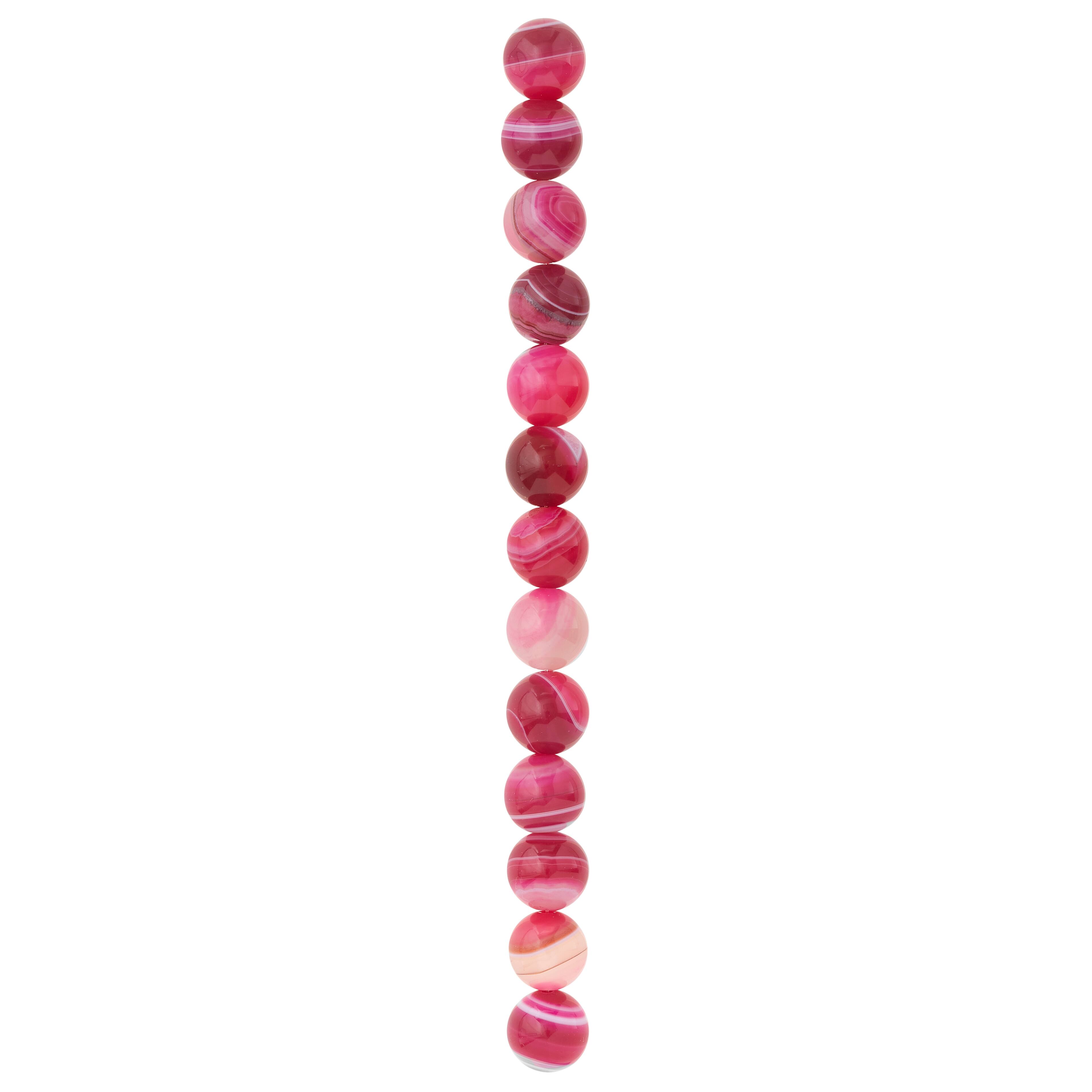 12 Pack: Pink Dyed Agate Round Beads, 12mm by Bead Landing&#x2122;