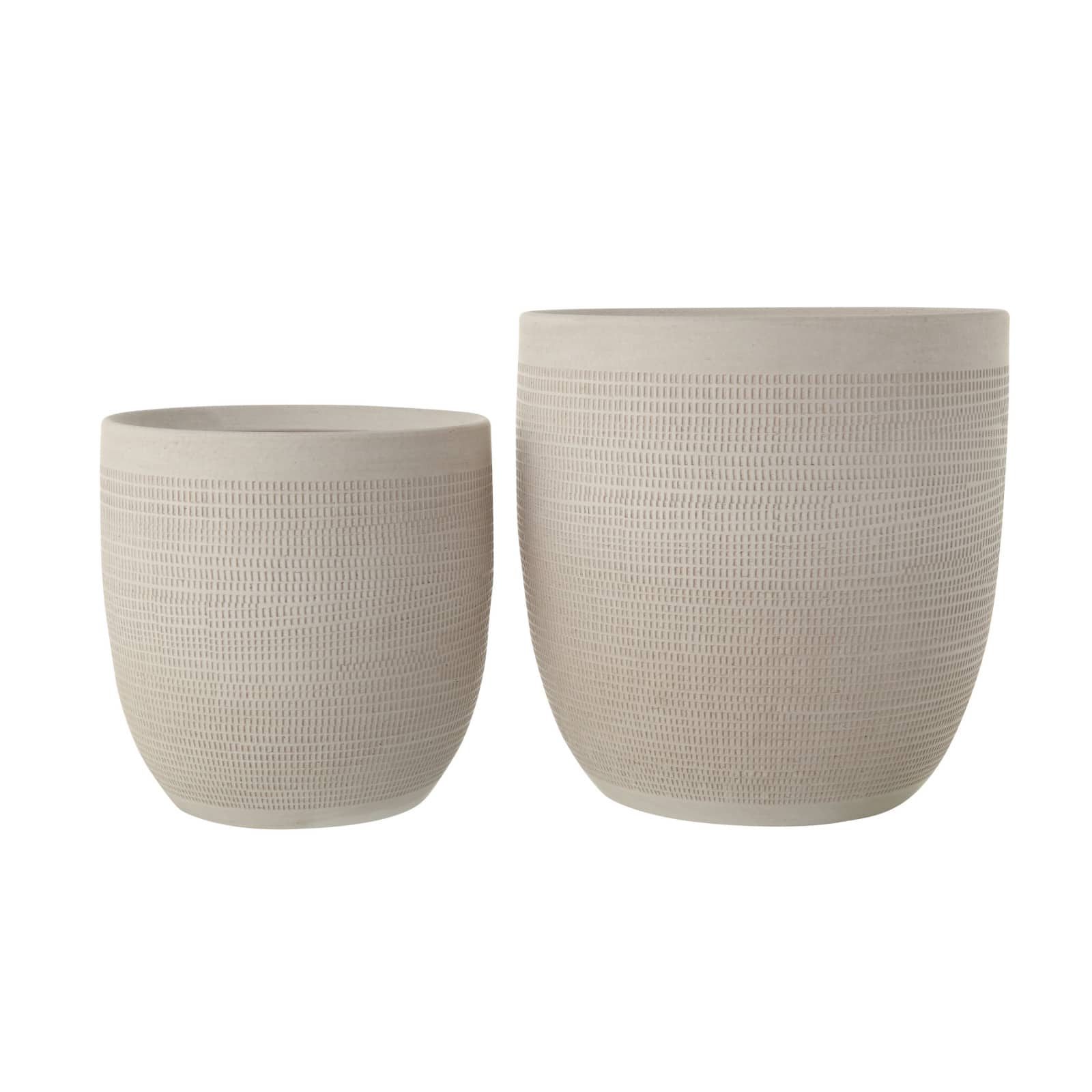 Hello Honey® 12.25" Matte White Embossed Stoneware Planter