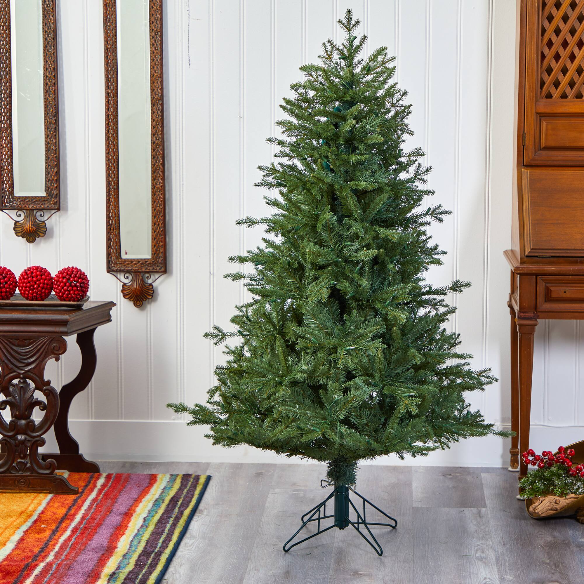5ft. Pre-Lit New Hampshire Spruce Artificial Christmas Tree, Warm White LED Lights
