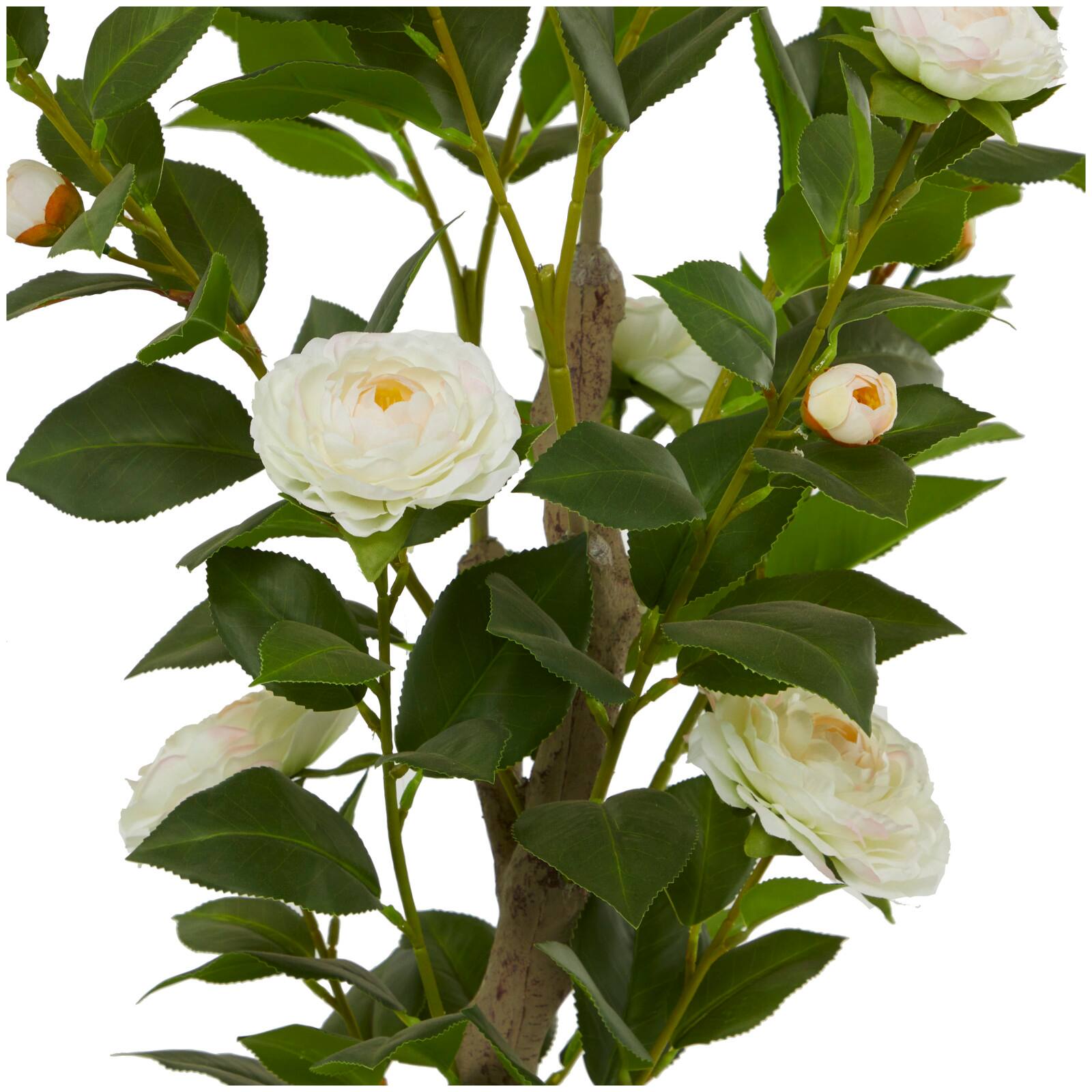 4.5ft. Green Faux Camellia Foliage Artificial Tree with Black Plastic Pot