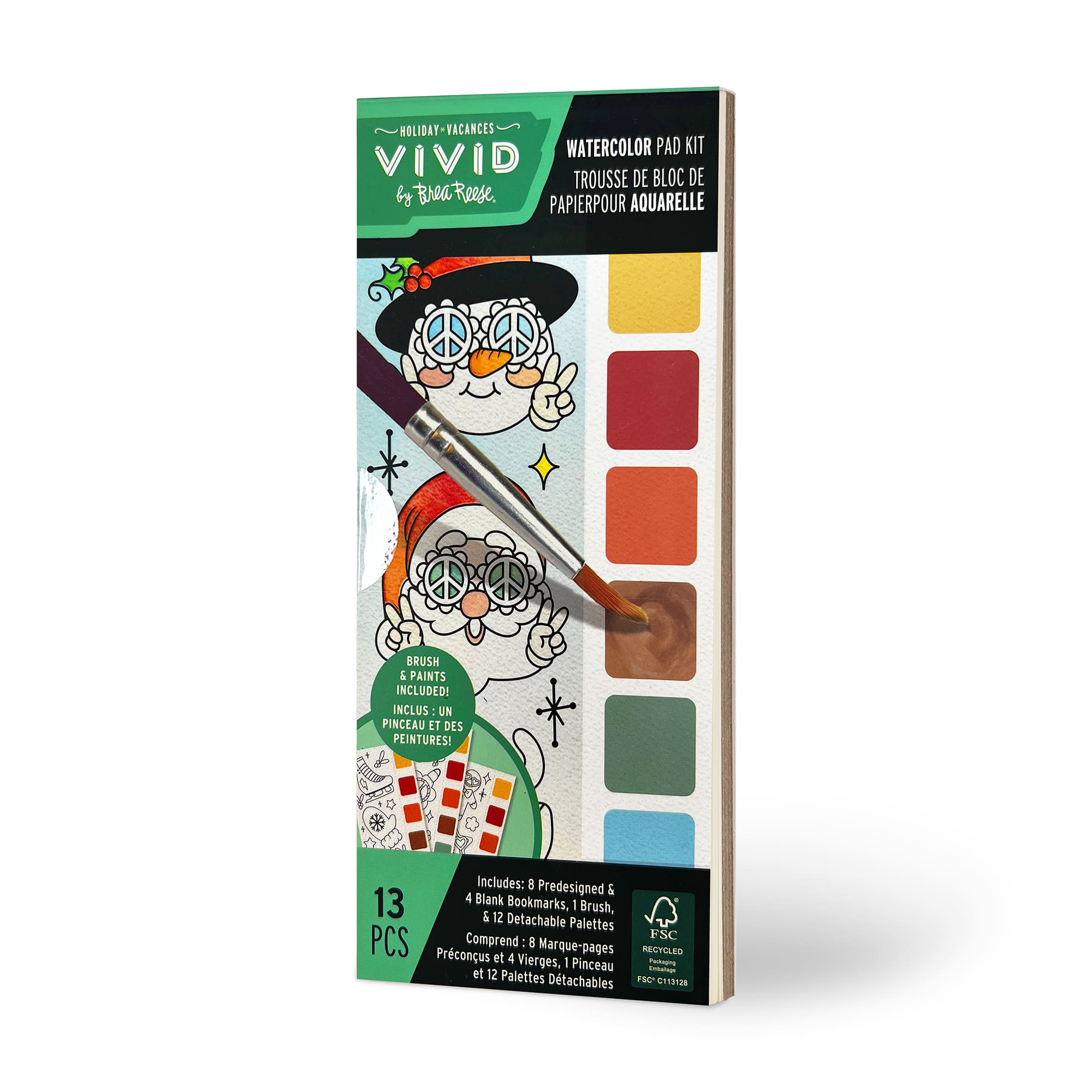 VIVID by Brea Reese&#xAE; Frosty Holiday Bookmark Watercolor Pad Kit