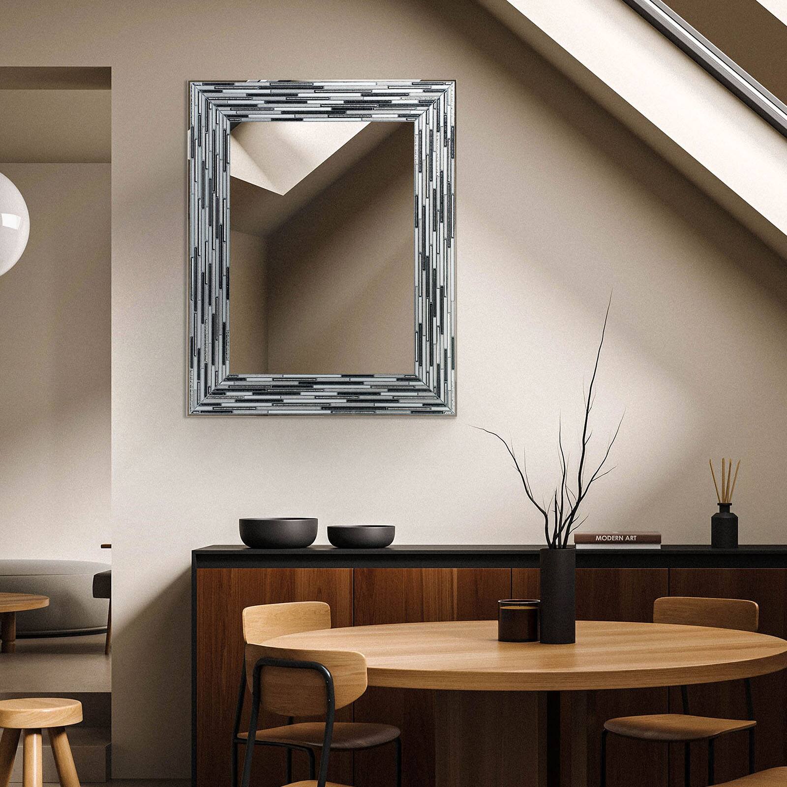 Head West Frameless Reeded Mosaic Printed Wall Décor Mirror