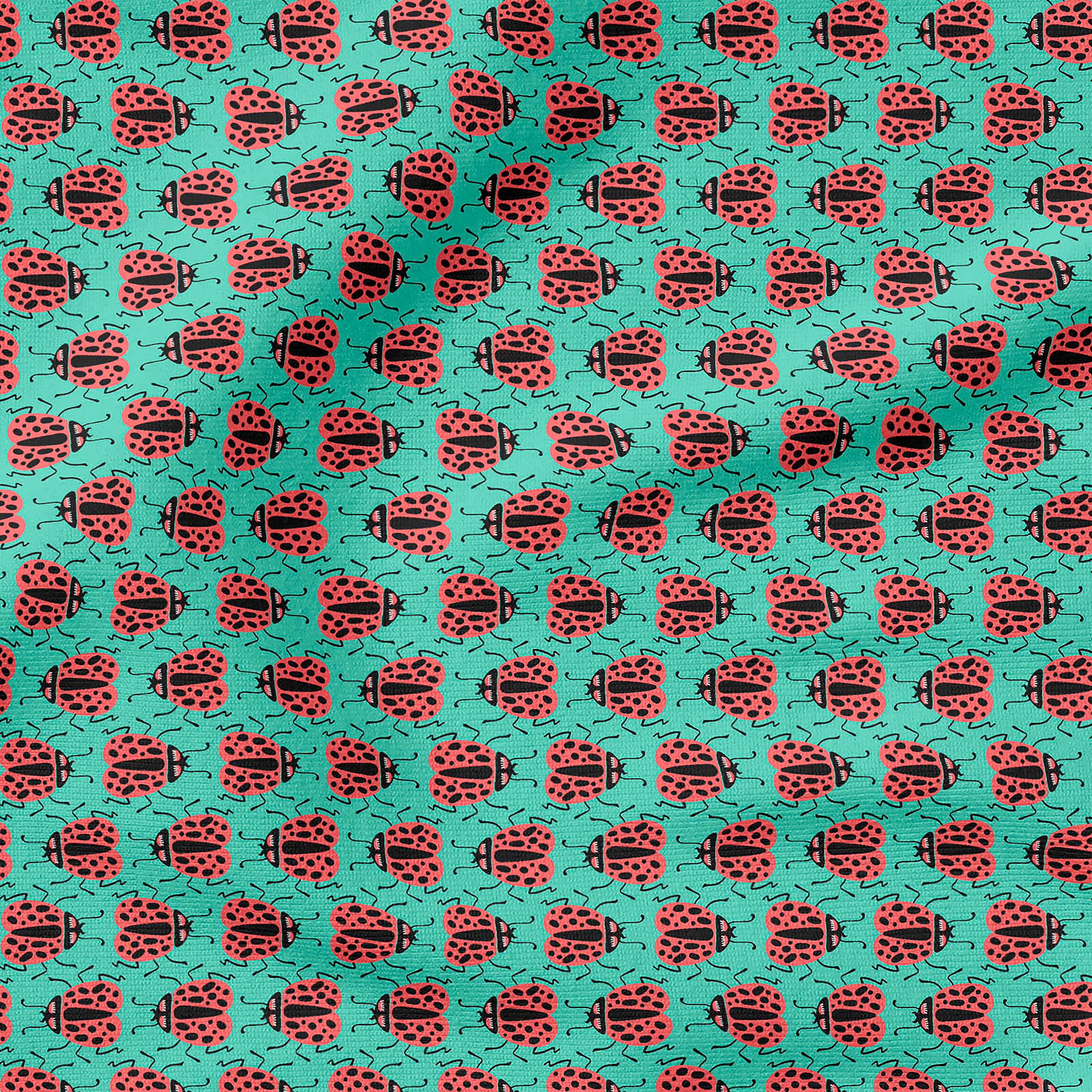 Fabric Editions Turquoise Ladybug Cotton Fabric