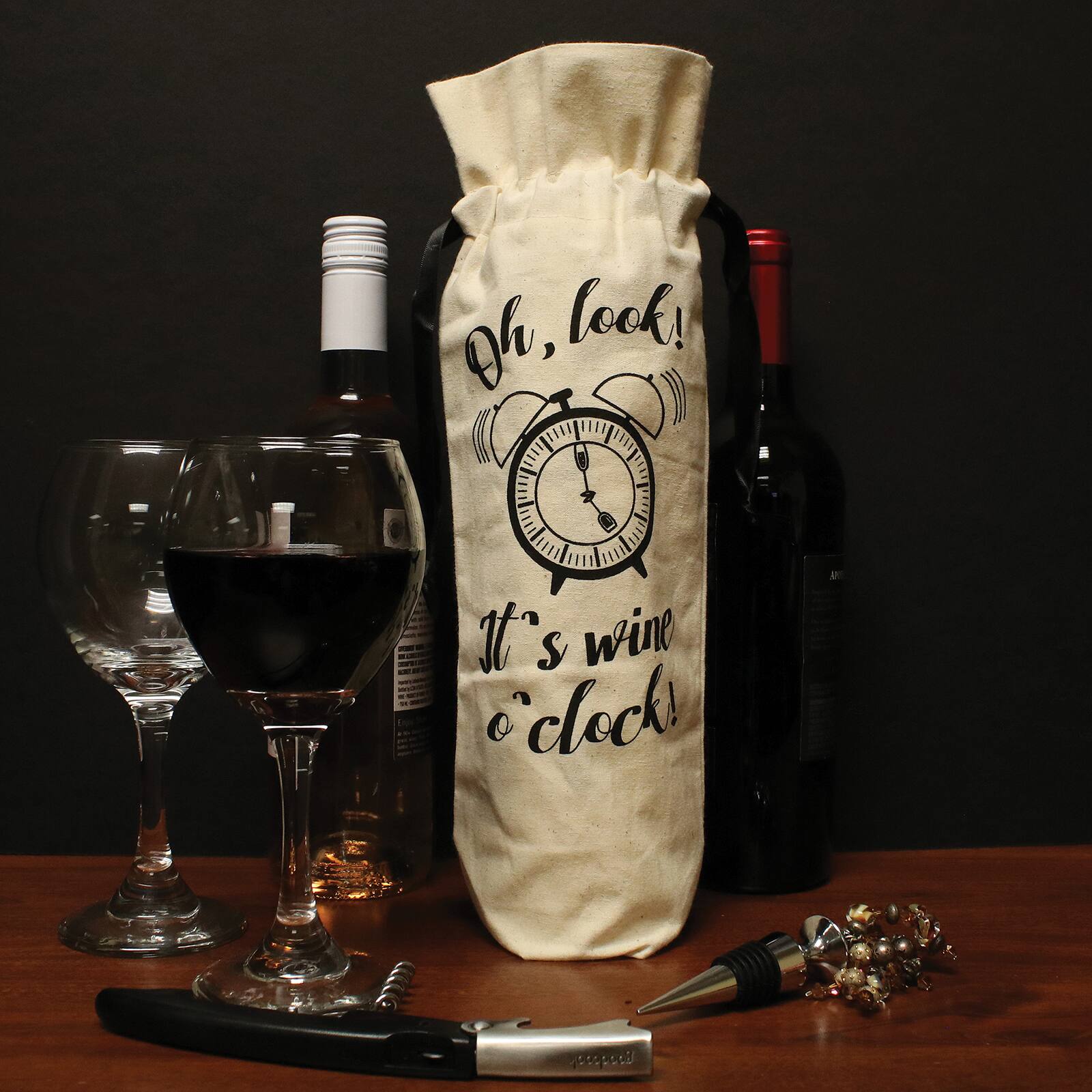 Personality Case™ Wine O'Clock Canvas Wine Bag
