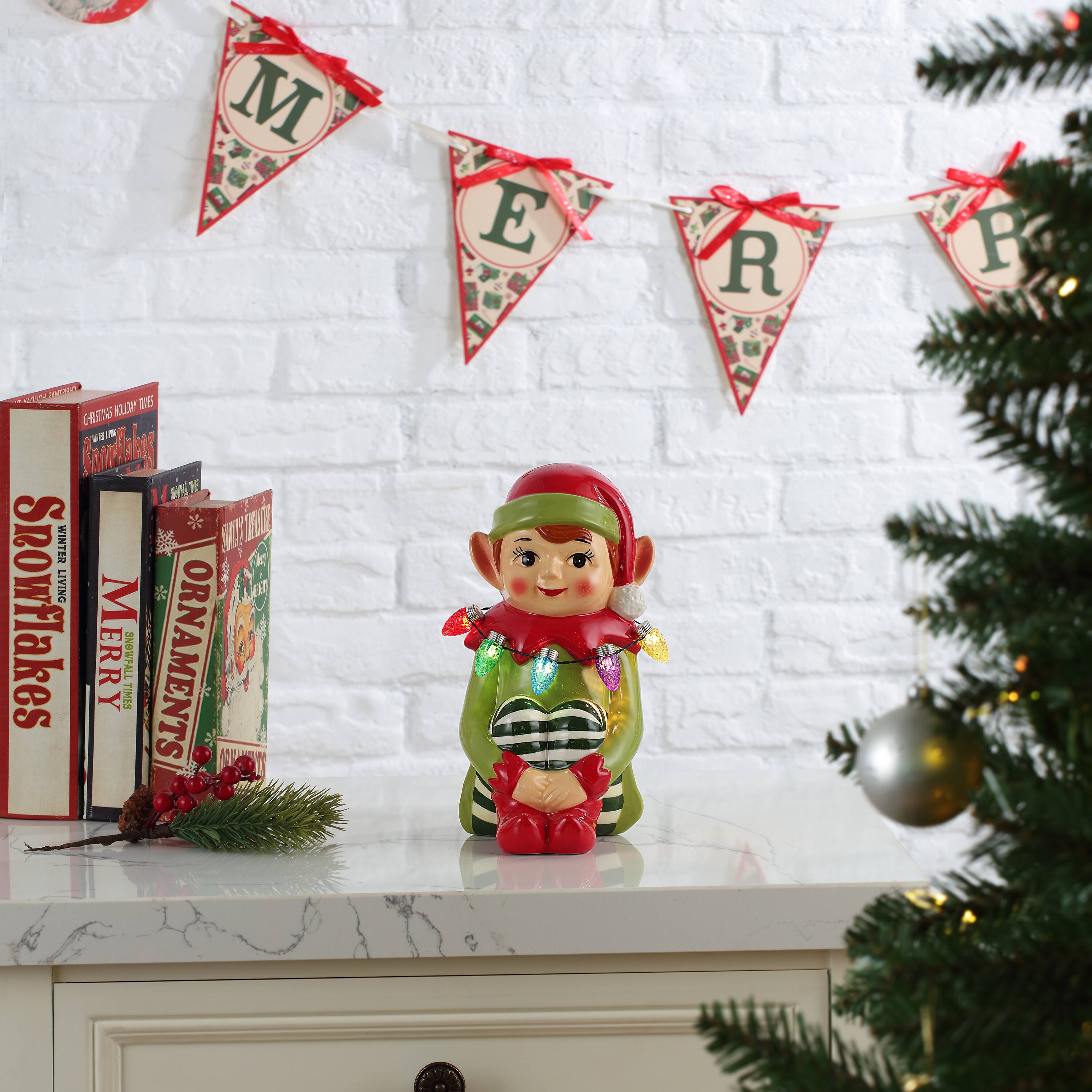 Mr. Christmas 9&#x22; Nostalgic Ceramic Elf Figure