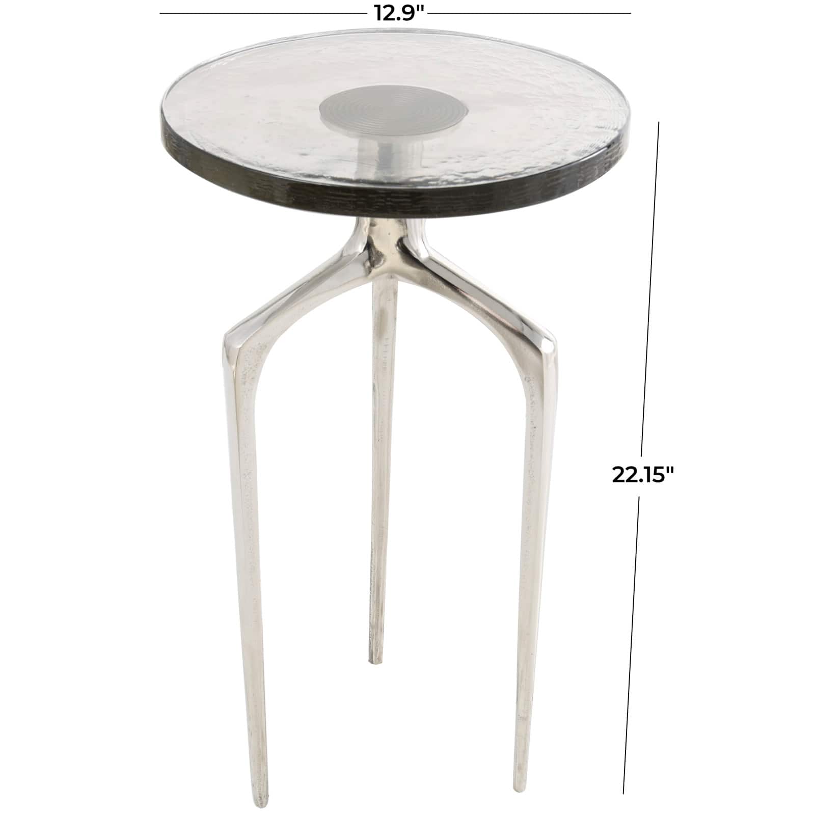 22&#x22; Accent Table with Textured Glass Tabletop